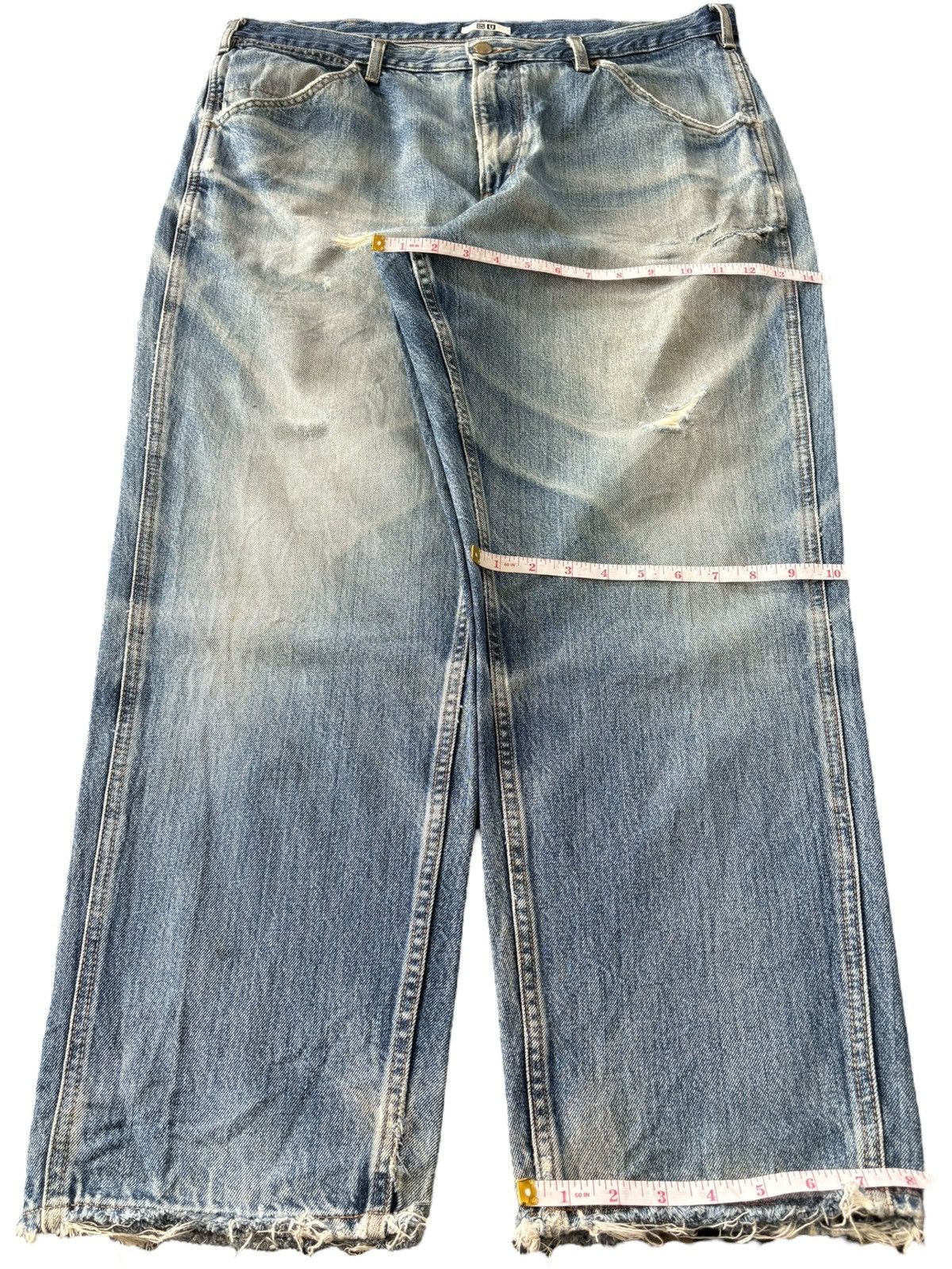 Uniqlo Vintage Uniqlo Lemaire Faded Wash Distressed Baggy Jeans Size US 38 / EU 54 - 12 Thumbnail