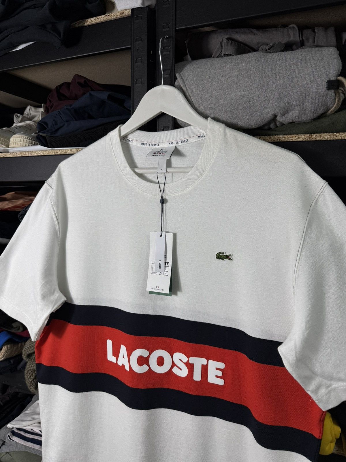Lacoste NWT Lacoste Live T Shirt White Stripe Logo France Size M Size US M / EU 48-50 / 2 - 2 Thumbnail
