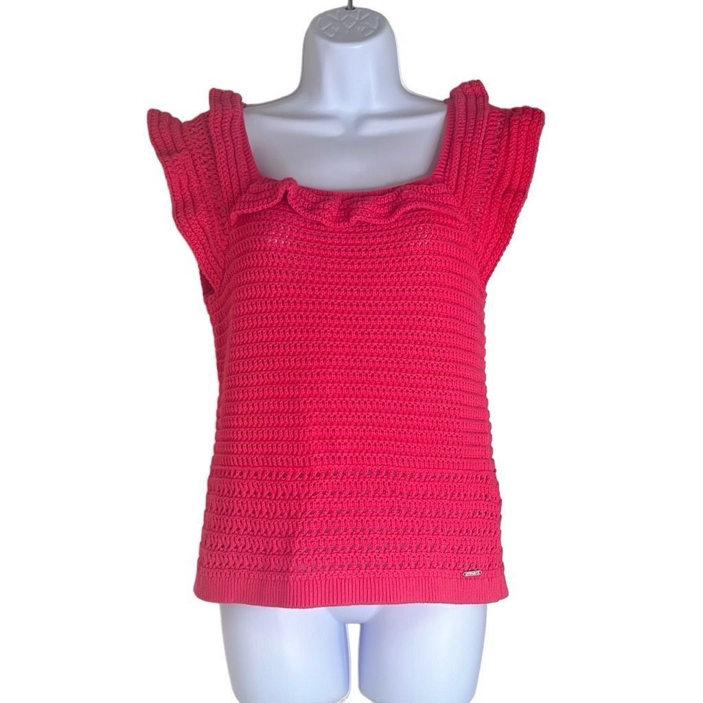Nautica Nautica Womens Medium Crocheted Pullover Top Pink Square Nec Size M / US 6-8 / IT 42-44 - 1 Thumbnail
