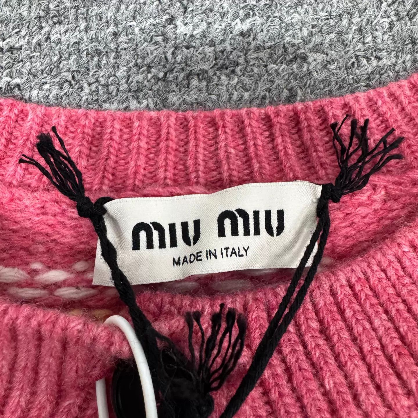 Miu Miu MIU MIU Women's Pink Fair Isle Short Knit Cardigan 40 Size S / US 4 / IT 40 - 6 Thumbnail