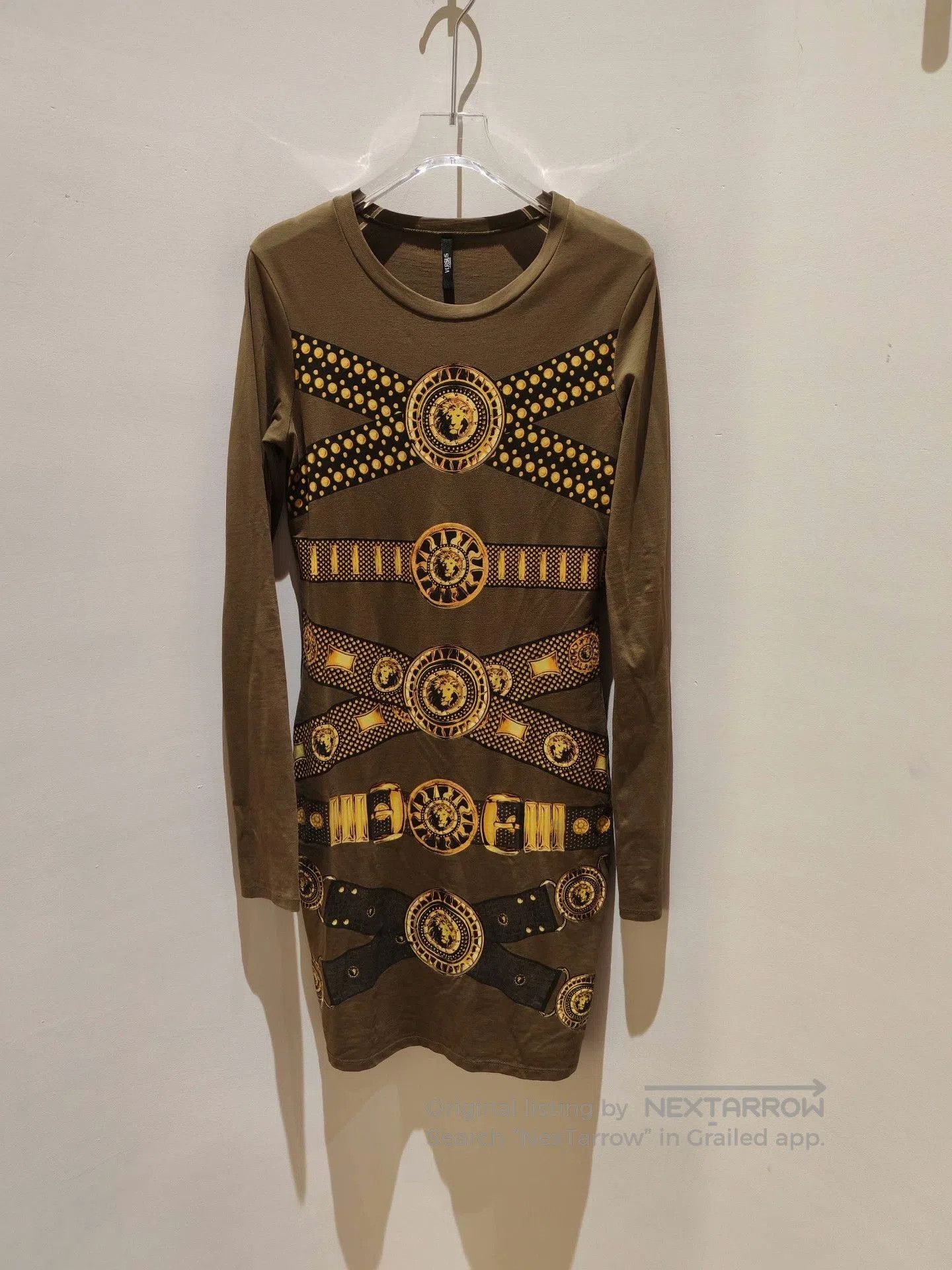 Versace Versace Military Green Long-Sleeve Dress. Size M / US 6-8 / IT 42-44 - 5 Thumbnail