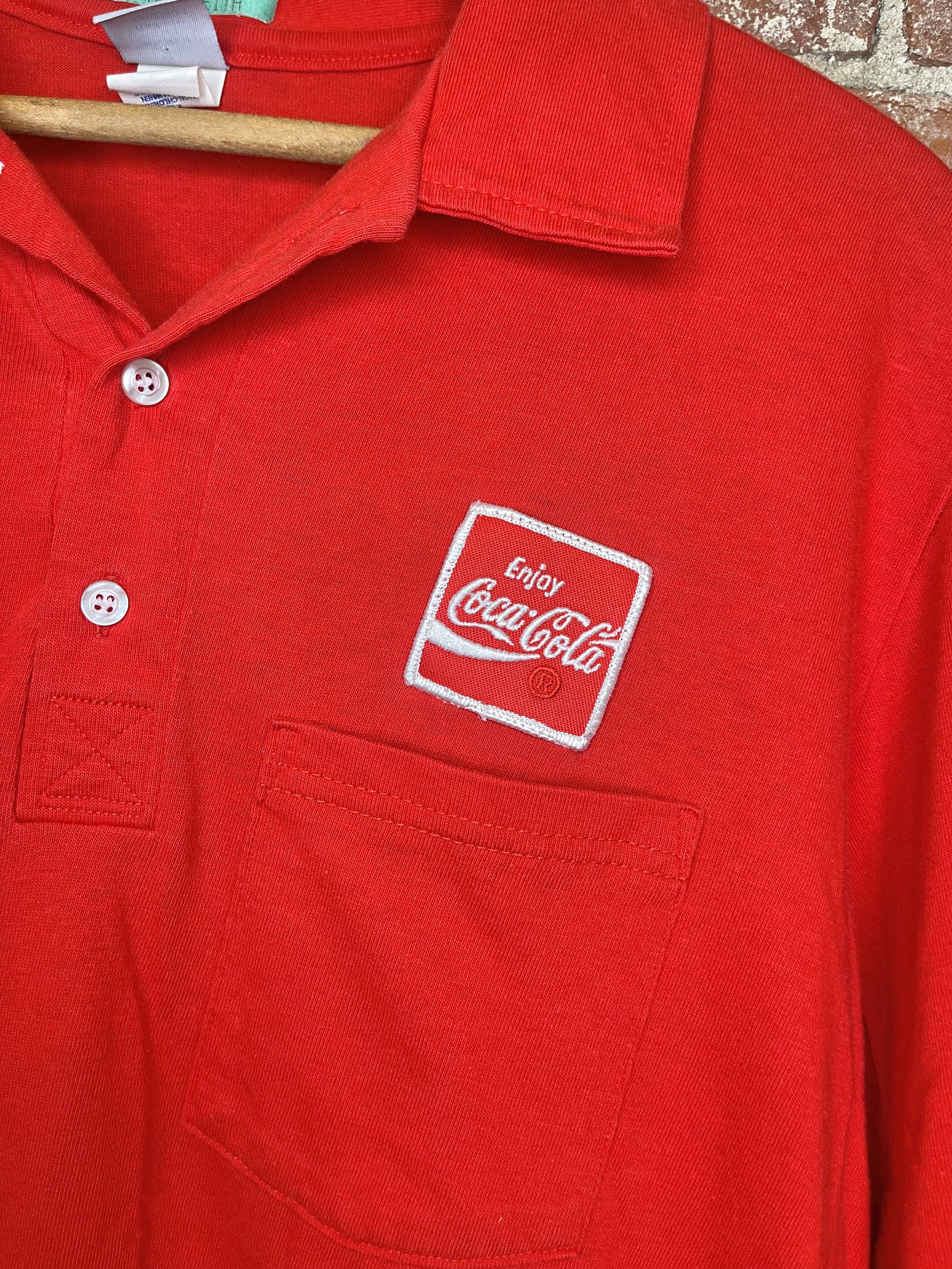 Coca Cola × Vintage Coca-Cola Vintage 80's Retro Polo Single Stitch Shirt Size US XL / EU 56 / 4 - 1 Thumbnail