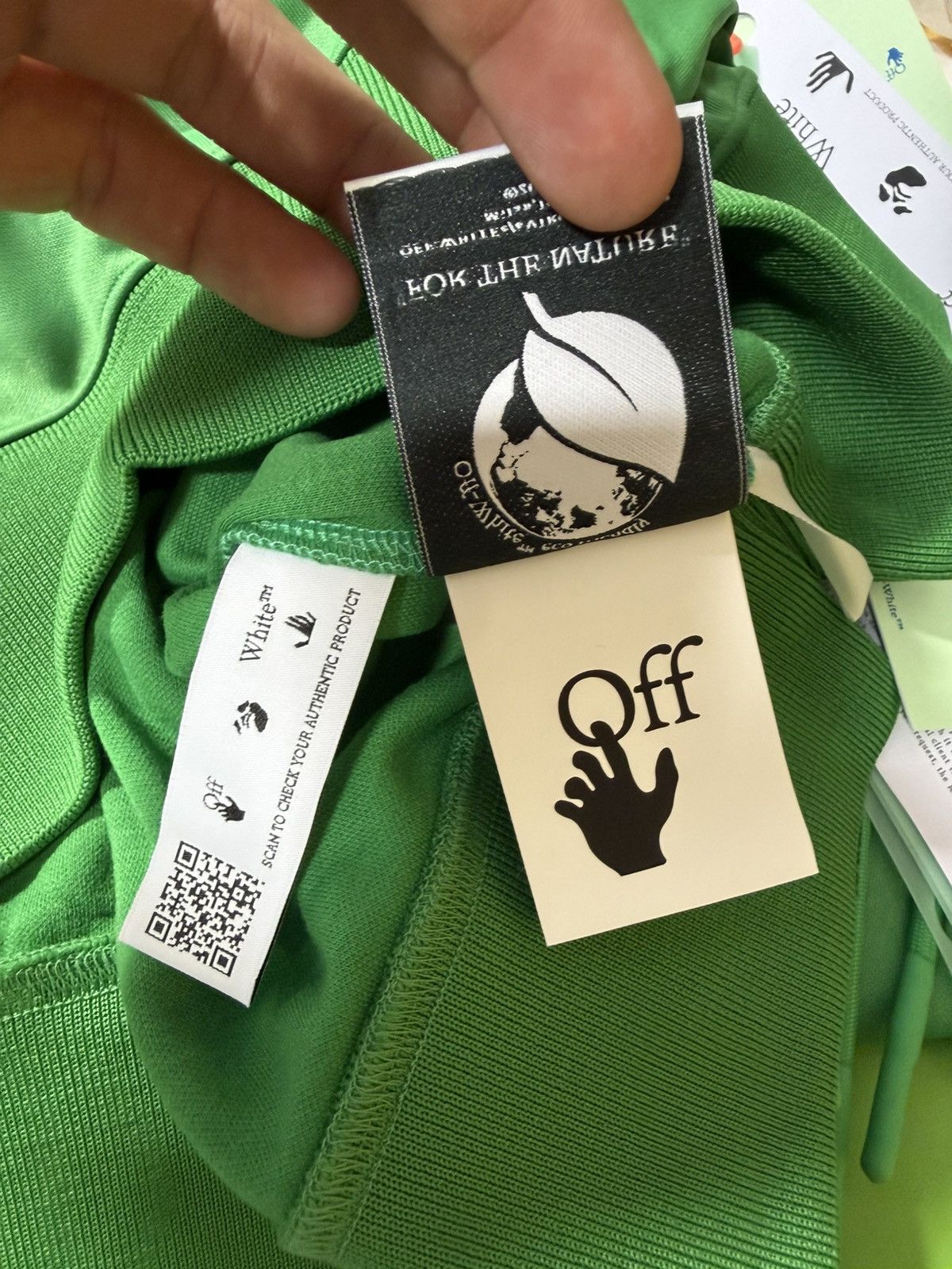 Off-White Off-White Hand Logo Hoodie Green Size US L / EU 52-54 / 3 - 9 Thumbnail