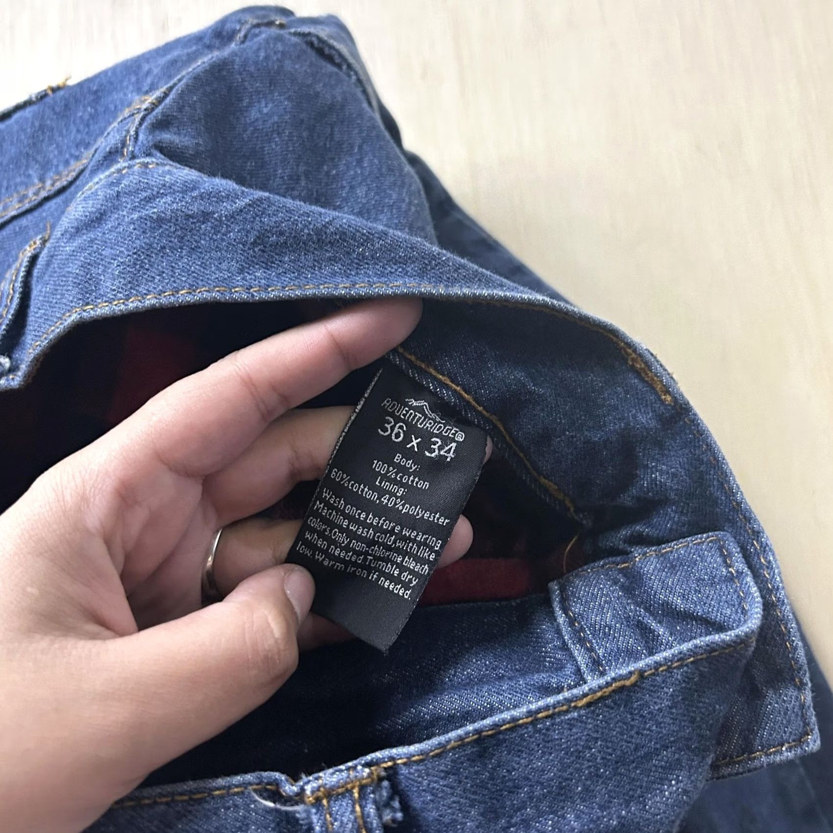 Vintage Adventuridge Jeans Mens 36x34 Blue Flannel Lined Straight Leg Denim Winter Denim Jeans Straight Mens Blue 36x34 Winter Fall 5-Pocket Mens Size US 36 / EU 52 - 4 Thumbnail