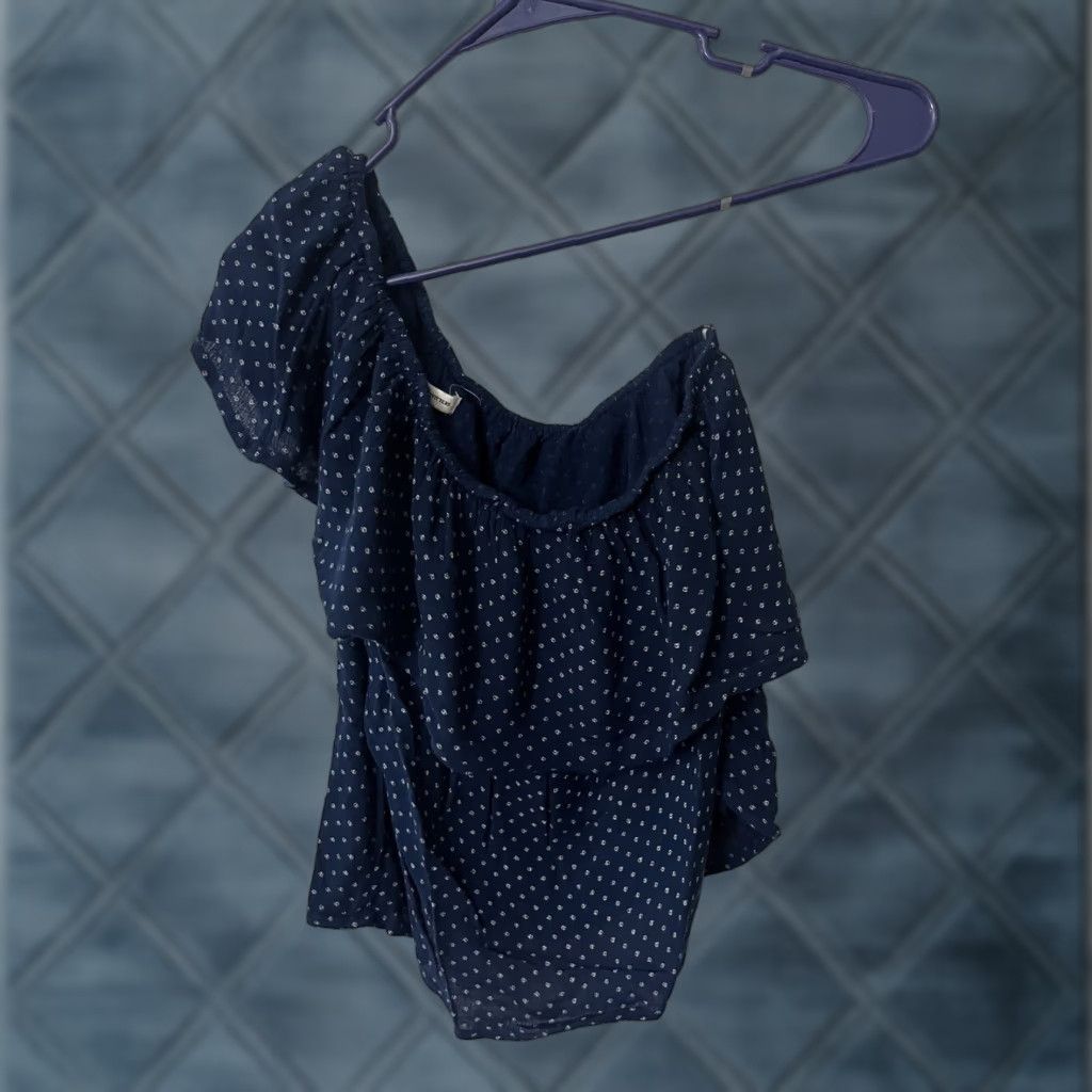 American Eagle Outfitters American Eagle Outfitters Blouse Top Women XS Blue Polka Dot One Shoulder Ruffle Casual Bohemian Size XS / US 0-2 / IT 36-38 - 1 Thumbnail