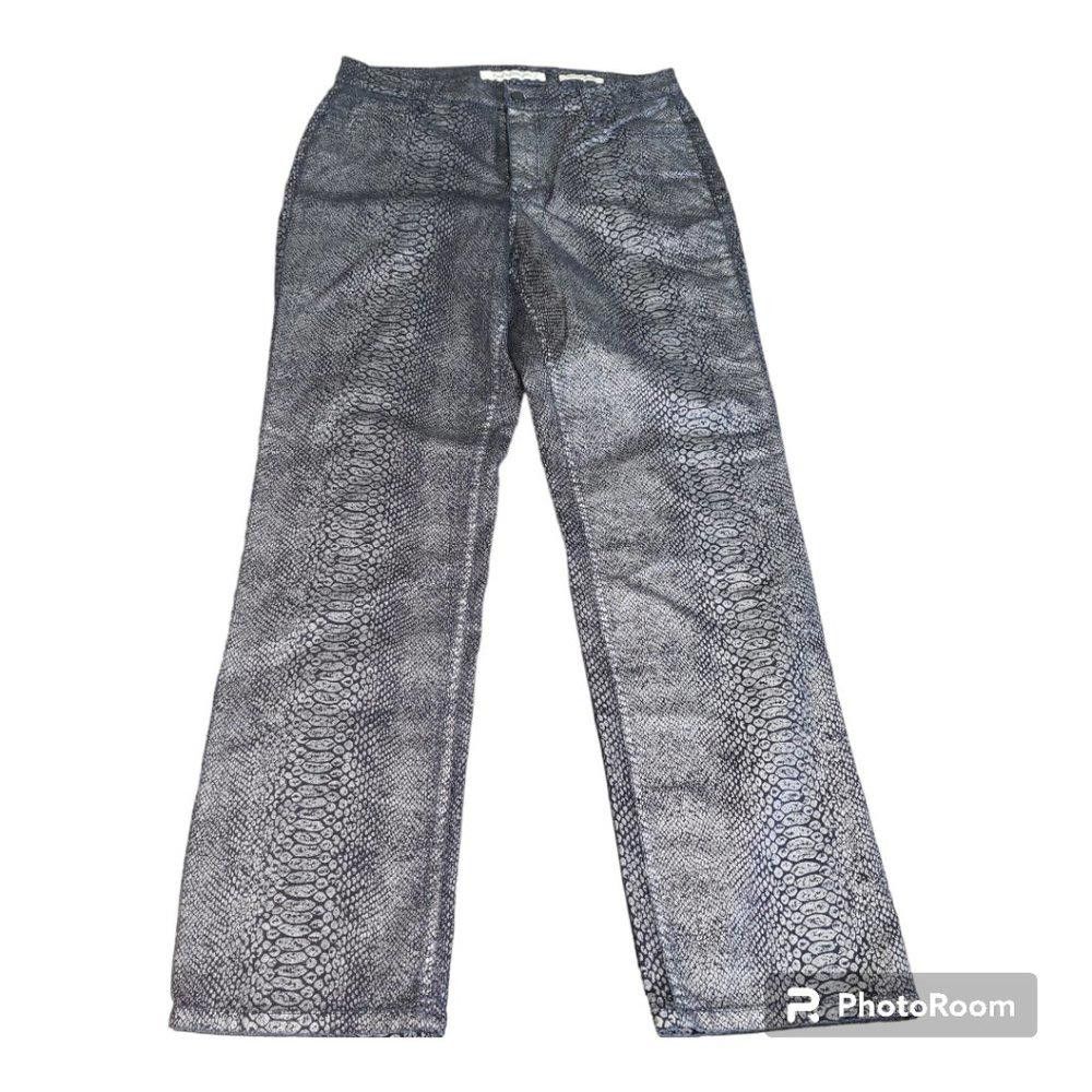 Jones New York CT684 Jones New York Silver & Blue Snake Print Pant 14 Size 36" / US 14 / IT 50 - 1 Thumbnail