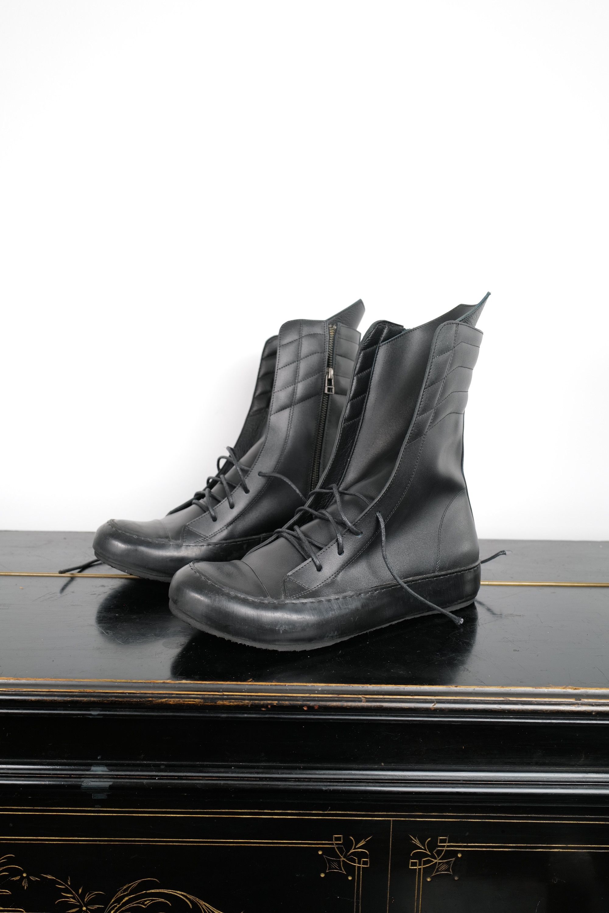 Other HI TOP RICK OWENS TYPE LEATHER SHOES Size US 8 / EU 41 - 12 Thumbnail