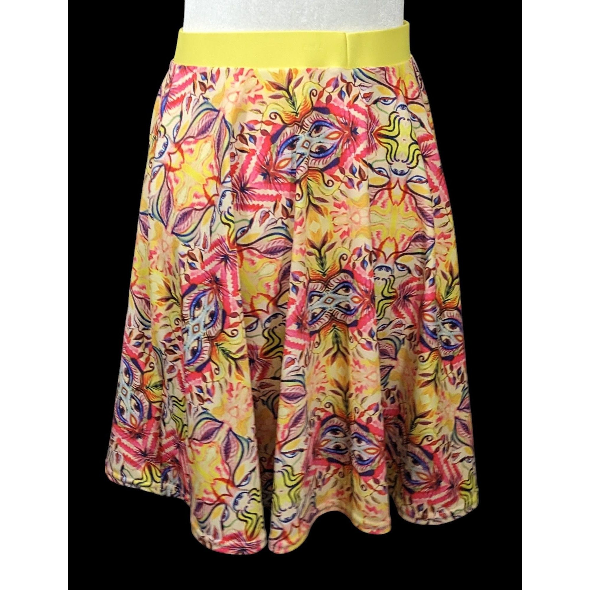 Other The Pastel Abstract Yellow And Pink Skater Skirt Size Medium Size 26" / US 2 / IT 38 - 2 Thumbnail