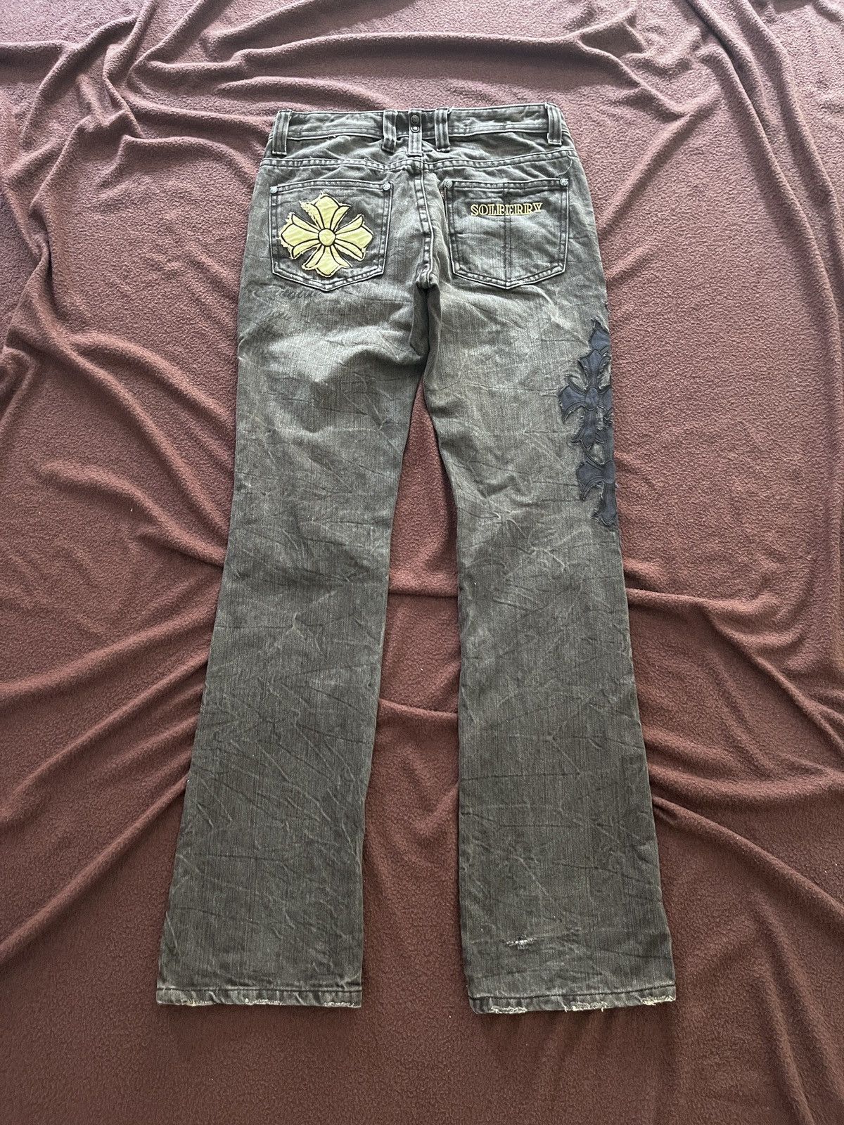 Japanese Brand Solberry Distressed Flare jeans Size US 29 - 2 Thumbnail
