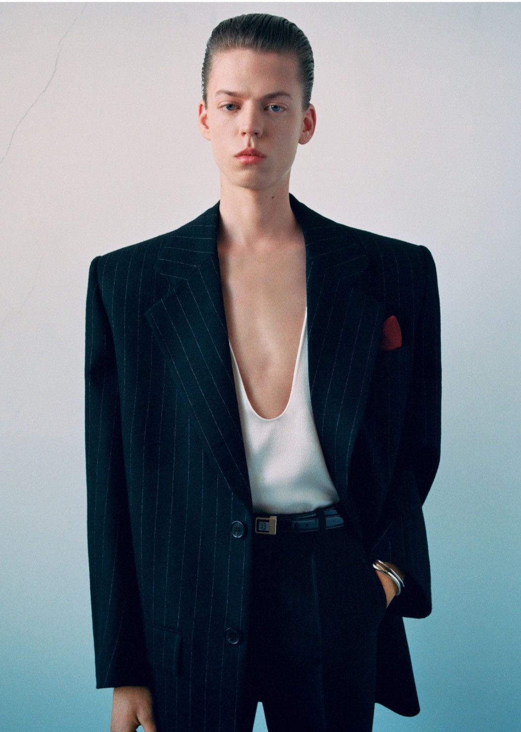 Saint Laurent Paris Oversize Jacket in Pinstripe Wool Felt Size US M / EU 48-50 / 2 - 2 Thumbnail