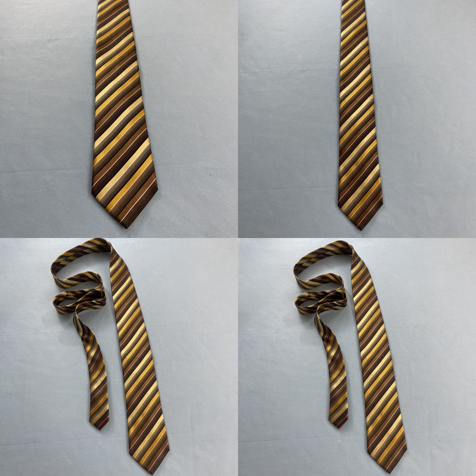 Alfani VINTAGE Alfani Tie Stripe Silk Western Repp 3x59 Brown Yellow Gold Mens Tie Size ONE SIZE - 9 Thumbnail