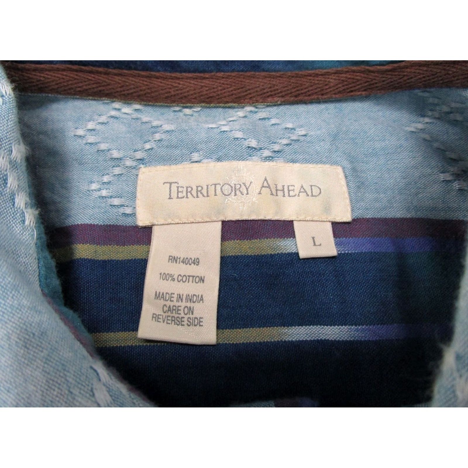 The Territory Ahead Territory Ahead Button-Up Shirt Men L Multicolor Cotton Striped Geometric Aztec Pattern Size US L / EU 52-54 / 3 - 2 Thumbnail