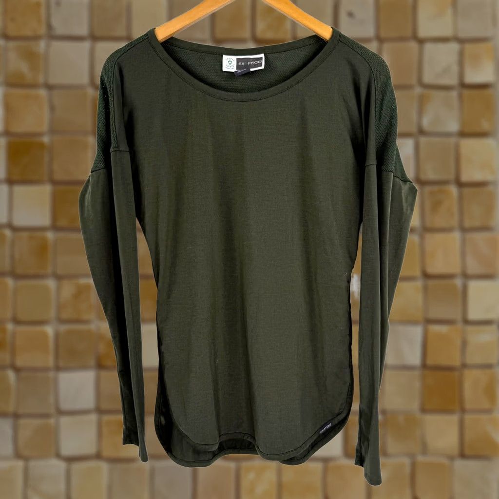 ExOfficio VINTAGE ExOfficio Womens Long Sleeve Shirt XS Round Neck Green Slits Shirt Womens XS Green Slit Size XS / US 0-2 / IT 36-38 - 1 Thumbnail
