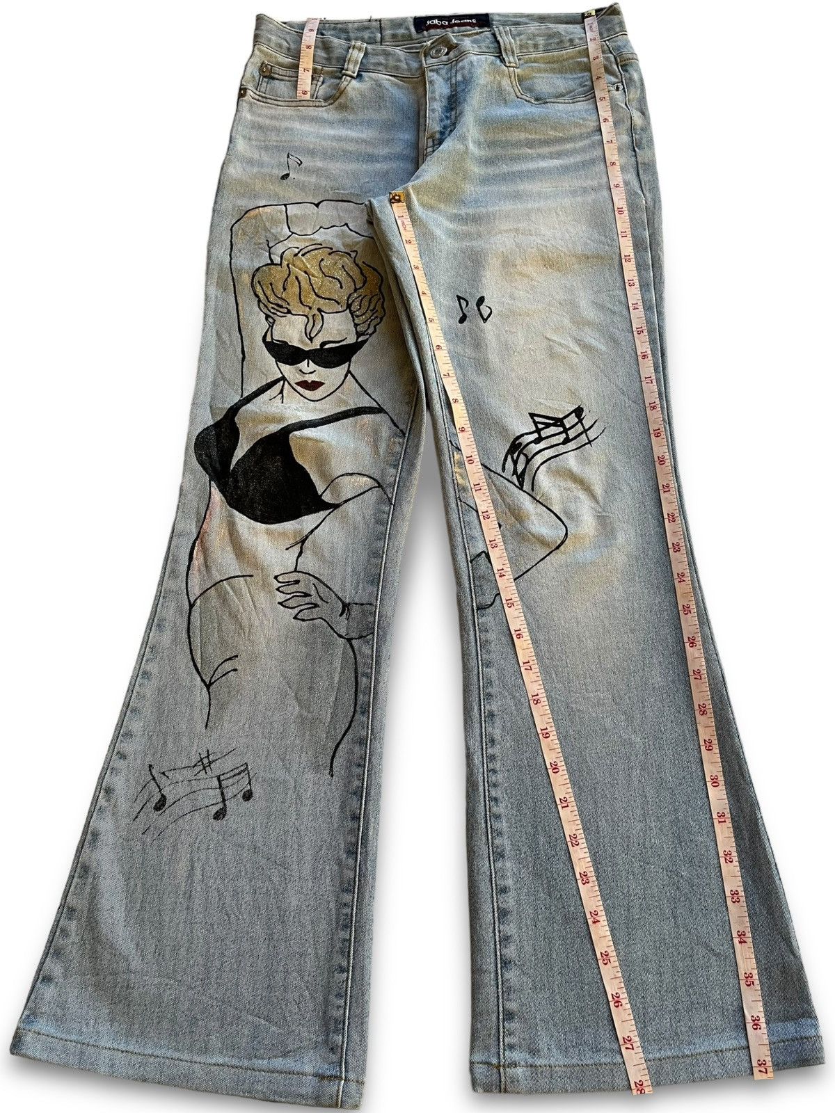 Japanese Brand SALES 🔥 Vintage Japanese Brand Blue Wash Flare Jeans Size 29" - 10 Thumbnail