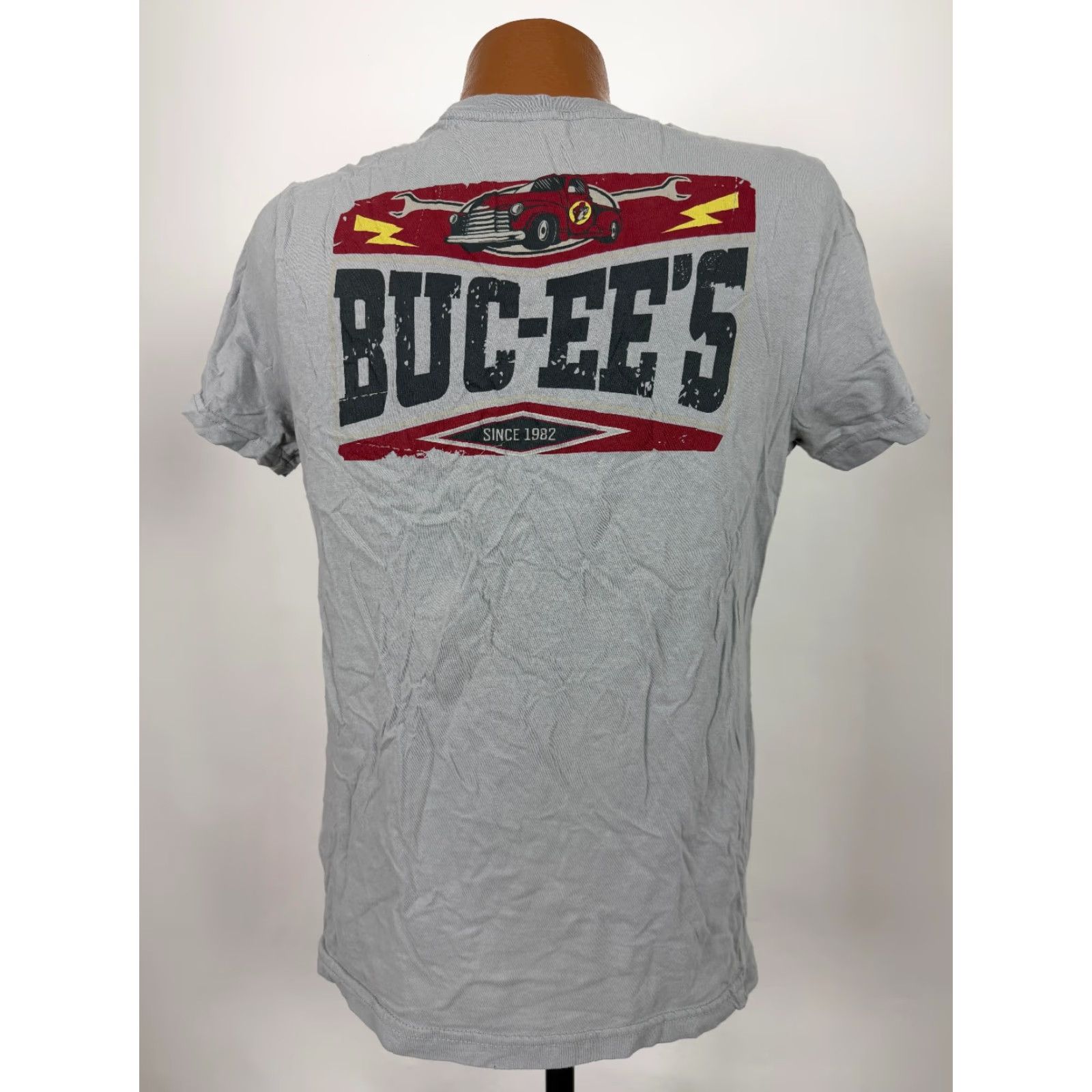 Vintage BUC-EE'S T-Shirt Men’s Medium Gray Cotton Graphic Print Short Sleeve Crew Neck Logo Double-Sided Size US M / EU 48-50 / 2 - 7 Thumbnail