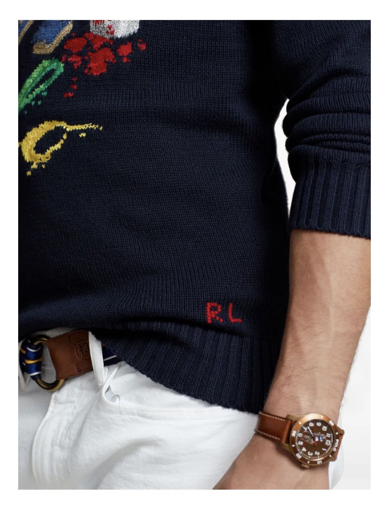 Polo Ralph Lauren Polo Ralph Lauren Polo Bear intarsia-knit hoodie medium navy Size US M / EU 48-50 / 2 - 5 Thumbnail