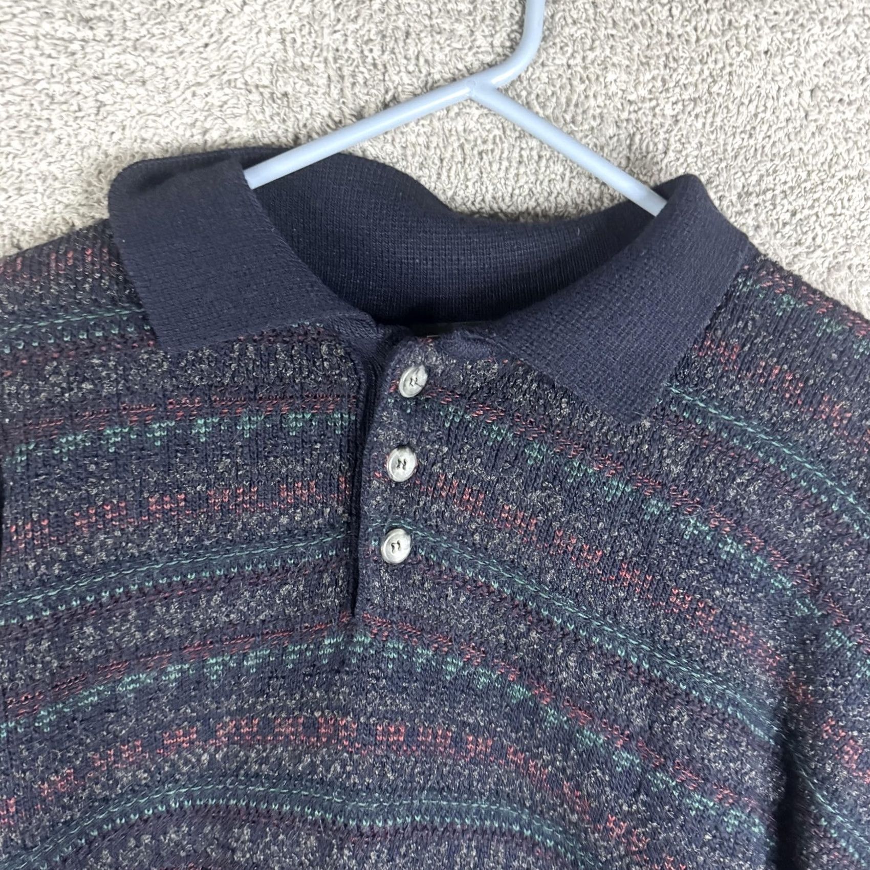 Jantzen Jantzen Sweater Mens 2XL Blue Fair Isle Knit Collared Henley Pullover Casual Size US XXL / EU 58 / 5 - 6 Thumbnail