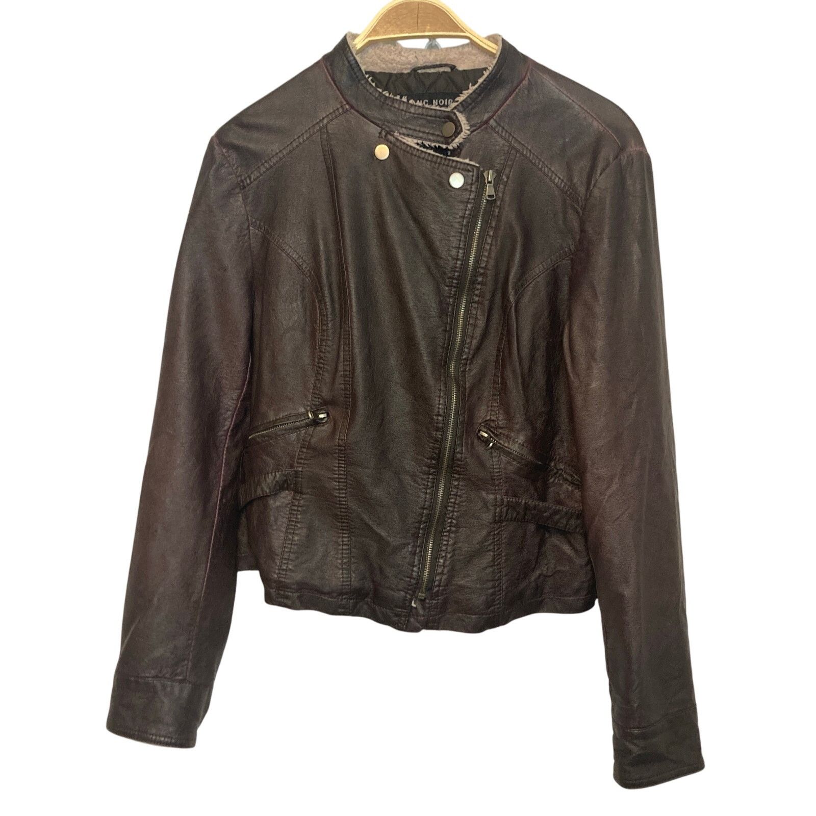 Blanc Noir Blanc Noir Brown Leather Zip Up Button Collar Bomber Jacket Size L / US 10 / IT 46 - 1 Thumbnail
