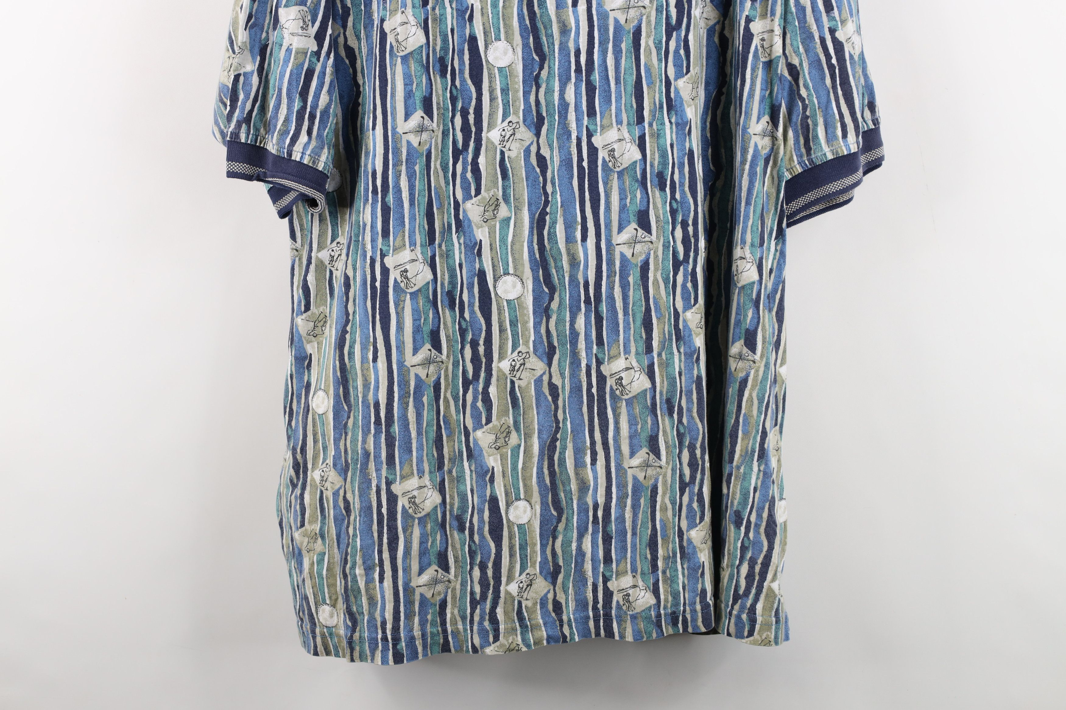 Vintage Vintage 90s Streetwear All Over Print Golf Polo Shirt Cotton Size US XL / EU 56 / 4 - 3 Thumbnail