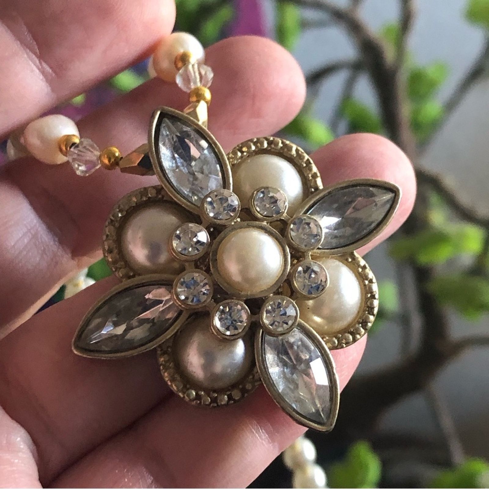 Handmade Handcrafted repurpose elegant stone and Pearl necklace Size ONE SIZE - 11 Thumbnail