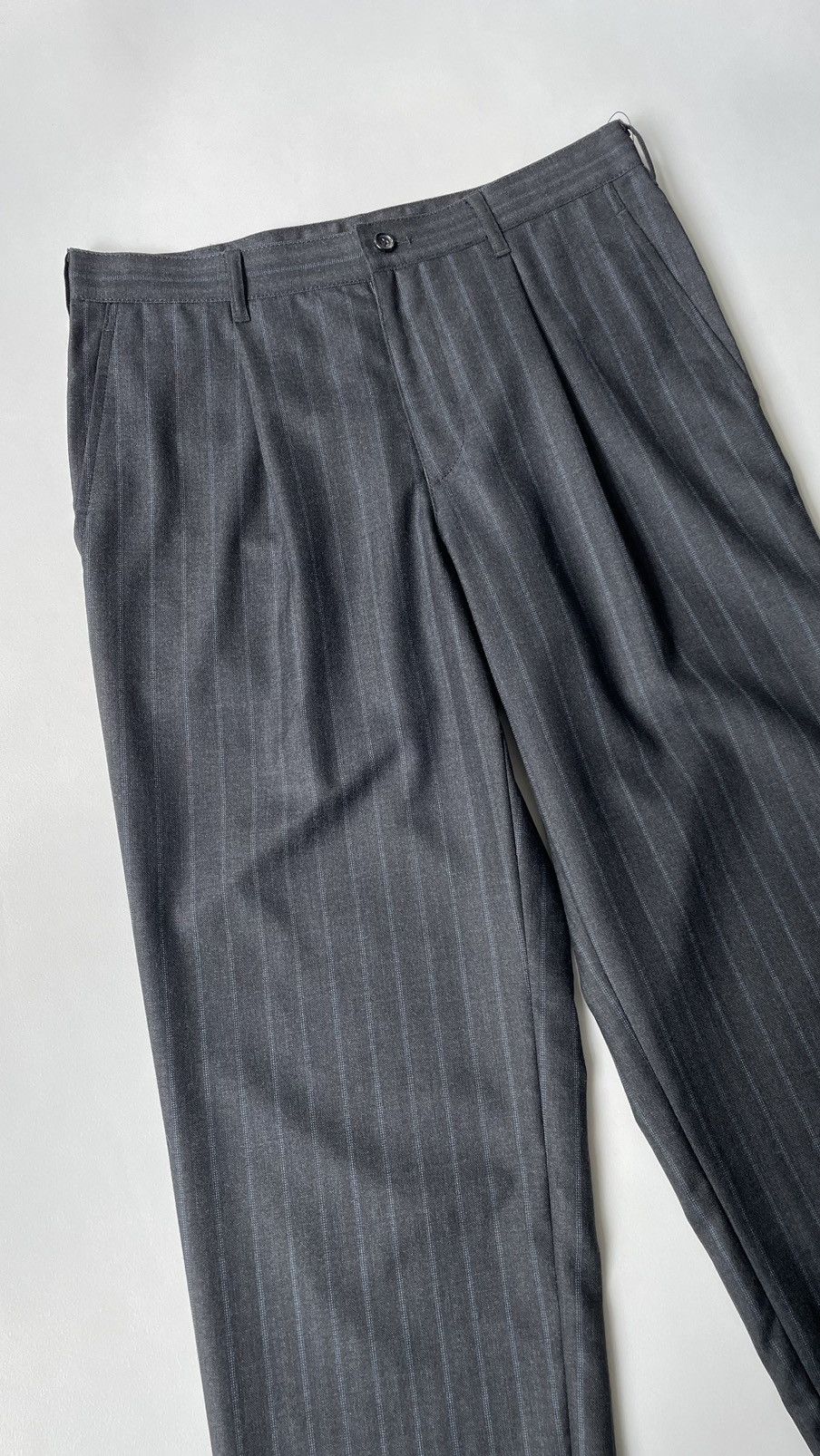 Comme des Garcons A/W 09 Grey / Blue Pinstripe Wool Trousers Size US 31 - 5 Thumbnail