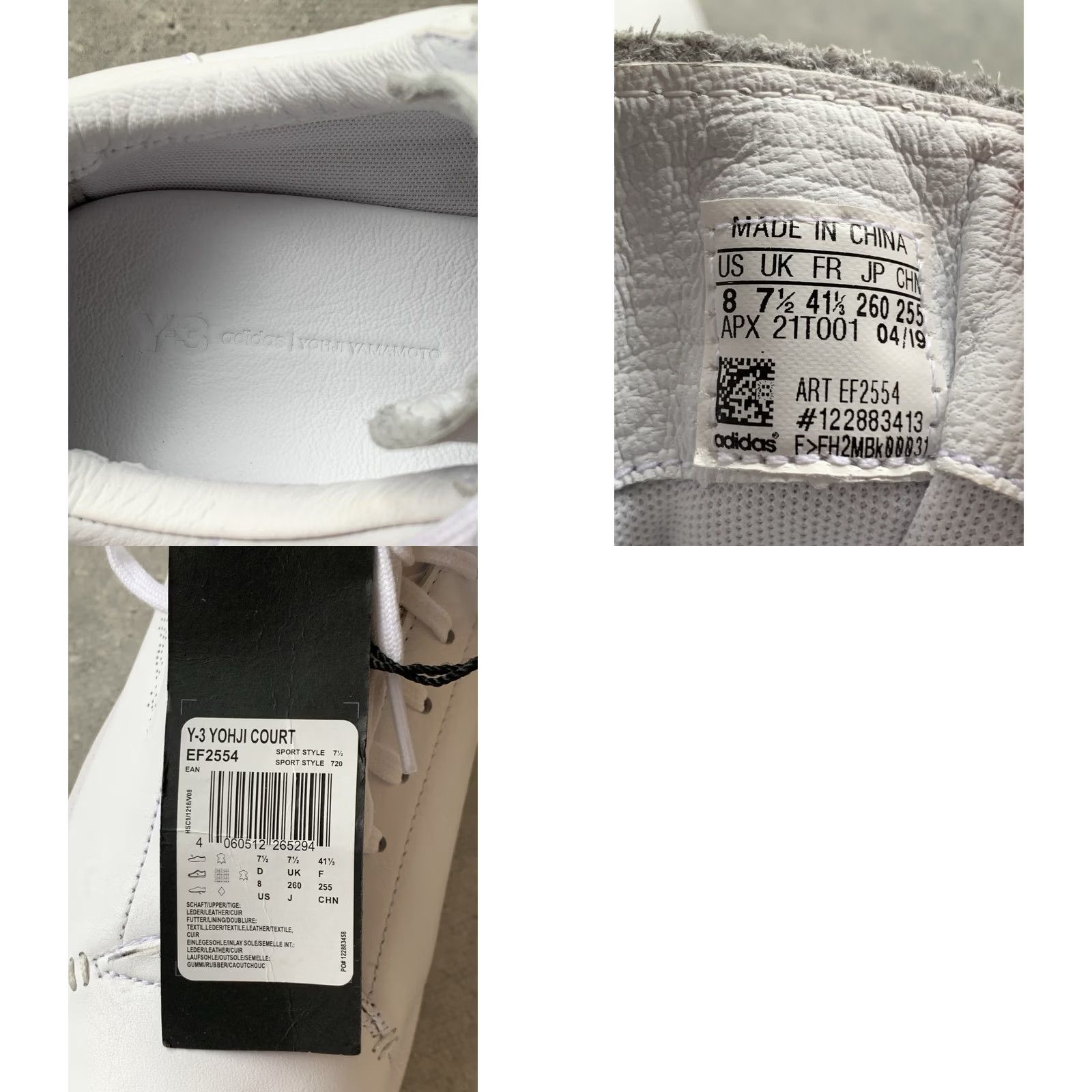 Adidas ADIDAS Y-3 COURT White Leather SIZE US 8, UK 7.5, EU 41 1/3, Men Sneaker Size US 8 / EU 41 - 8 Thumbnail