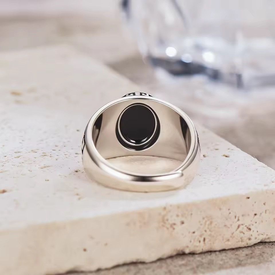 Sterling Silver Natural Black Onyx Ring Size ONE SIZE - 4 Thumbnail