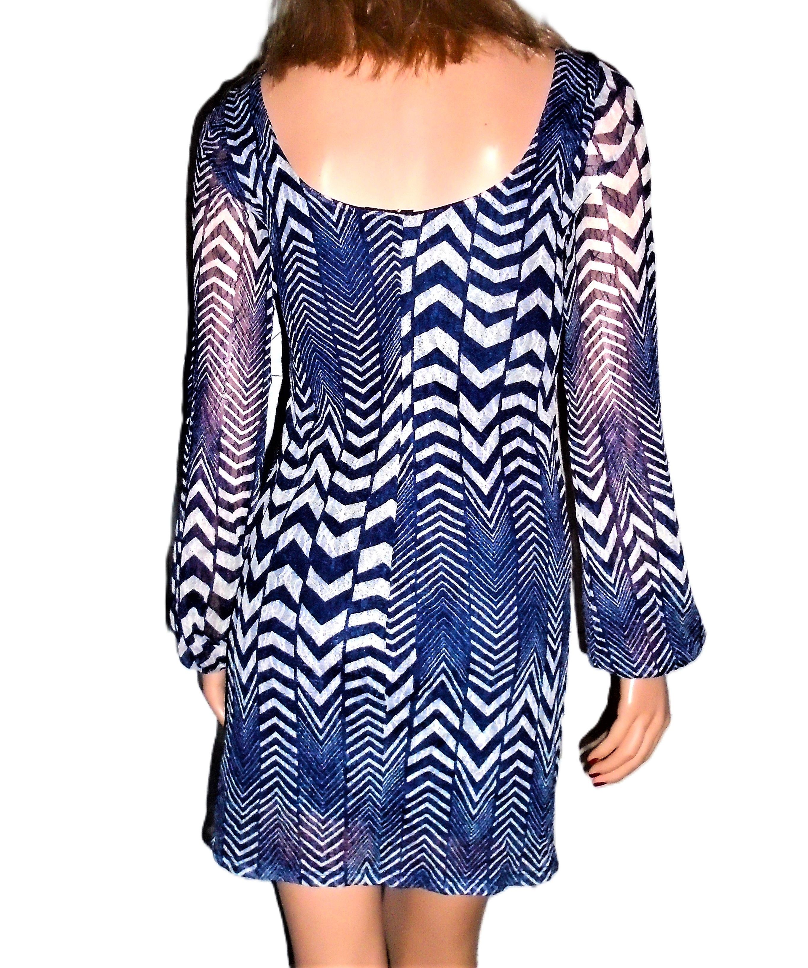 Other Fire Los Angeles Navy Blue White Zig Zag Dress S Size S / US 4 / IT 40 - 5 Thumbnail
