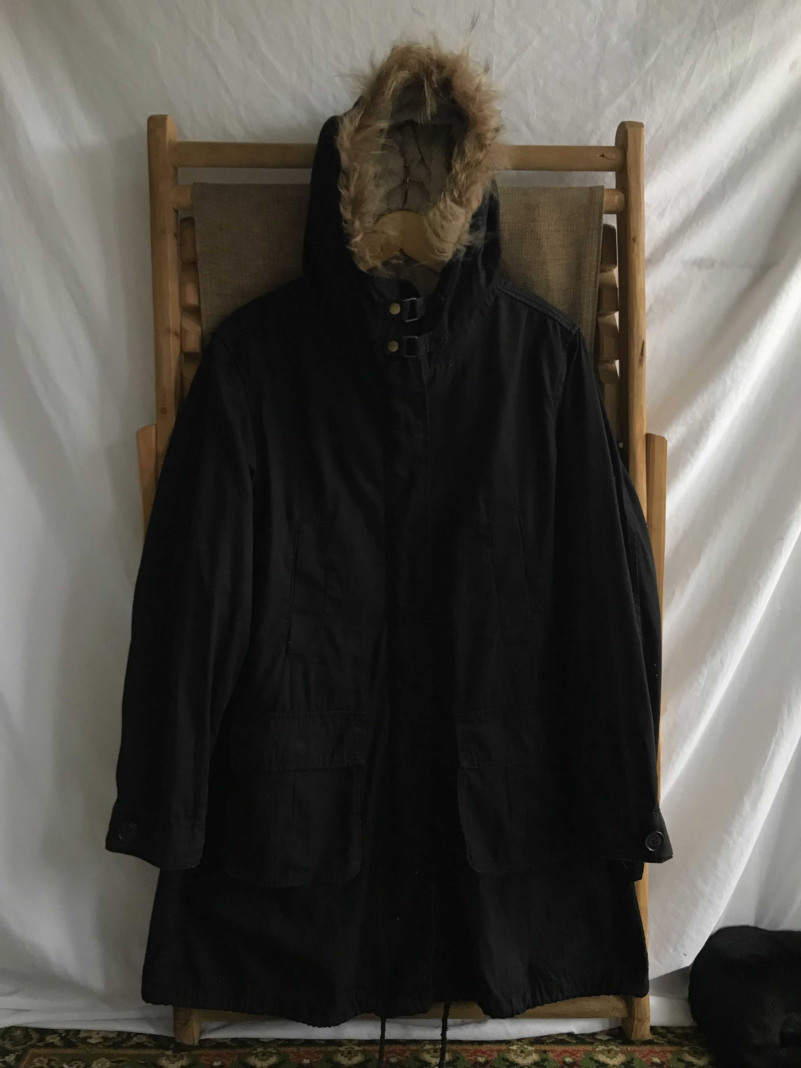 image of Hysteric Glamour x If Six Was Nine Shuca Global Work Fur Parka Neck Belt Jacket in Black (Size Medi