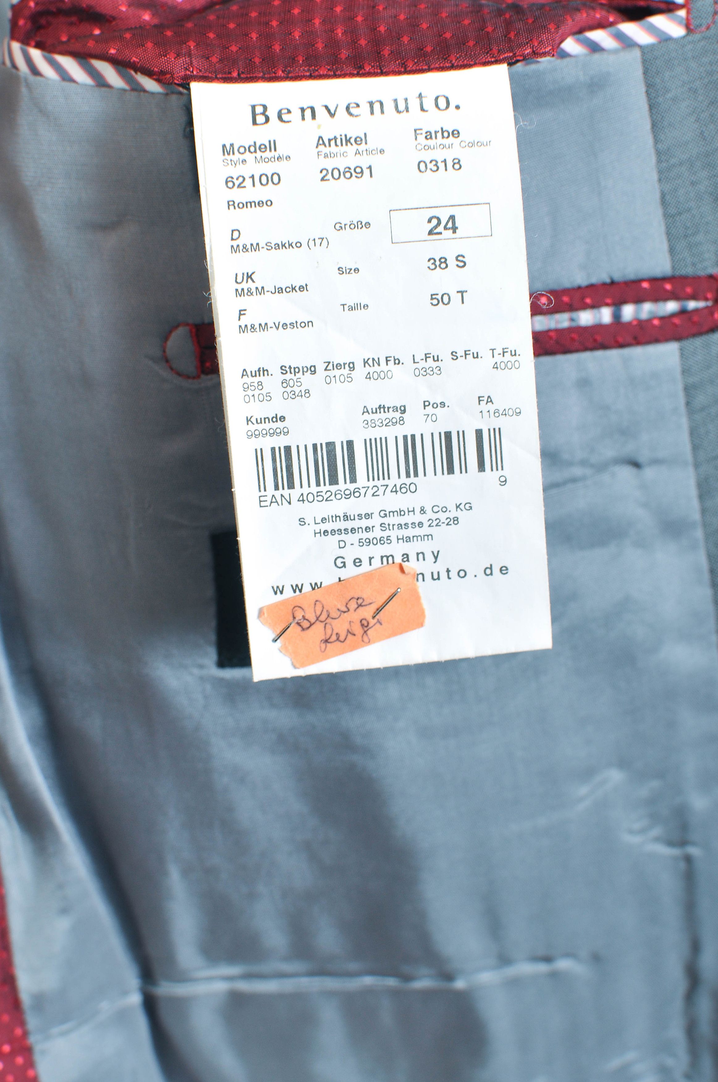 BENVENUTO. Benvenuto. Black label grey suit Size 42S - 5 Thumbnail