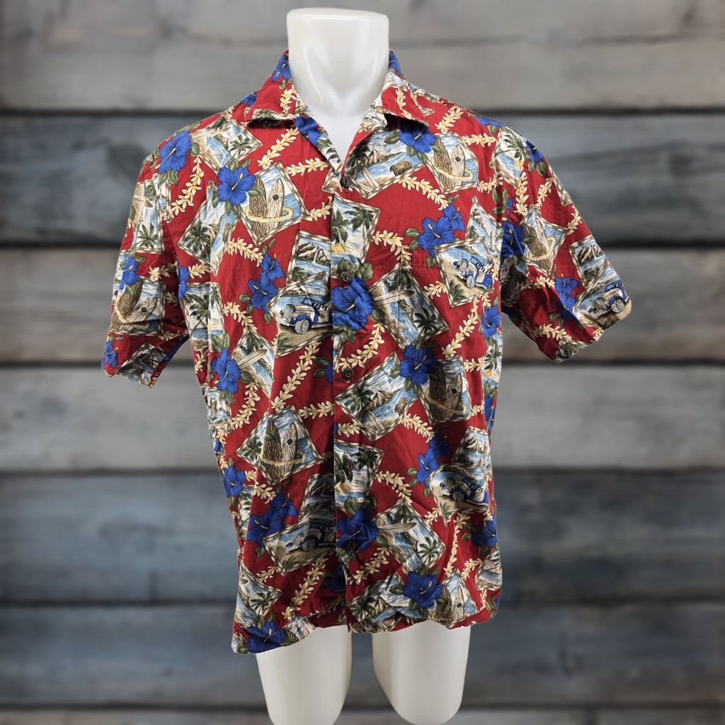 Vintage VINTAGE Winnie Fashion Mens Red Hawaiian Shirt Size Large Floral 90s Vintage Hawaiian Shirt Mens Red Size US L / EU 52-54 / 3 - 1 Thumbnail