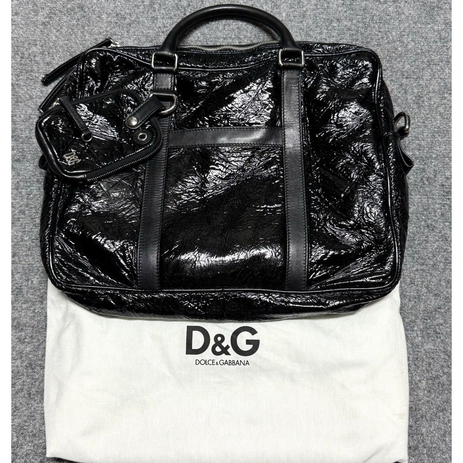 Dolce & Gabbana Dolce & Gabbana Briefcase Black Crinkle Leather Document Mens Business Bag Size ONE SIZE - 2 Thumbnail