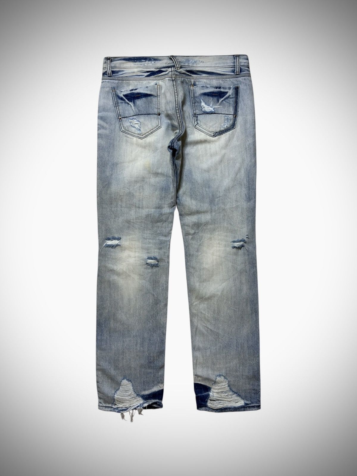 Japanese Brand 2000’s Unknown - Washed Destroyed Jeans Lgb Style Size US 29 - 6 Thumbnail