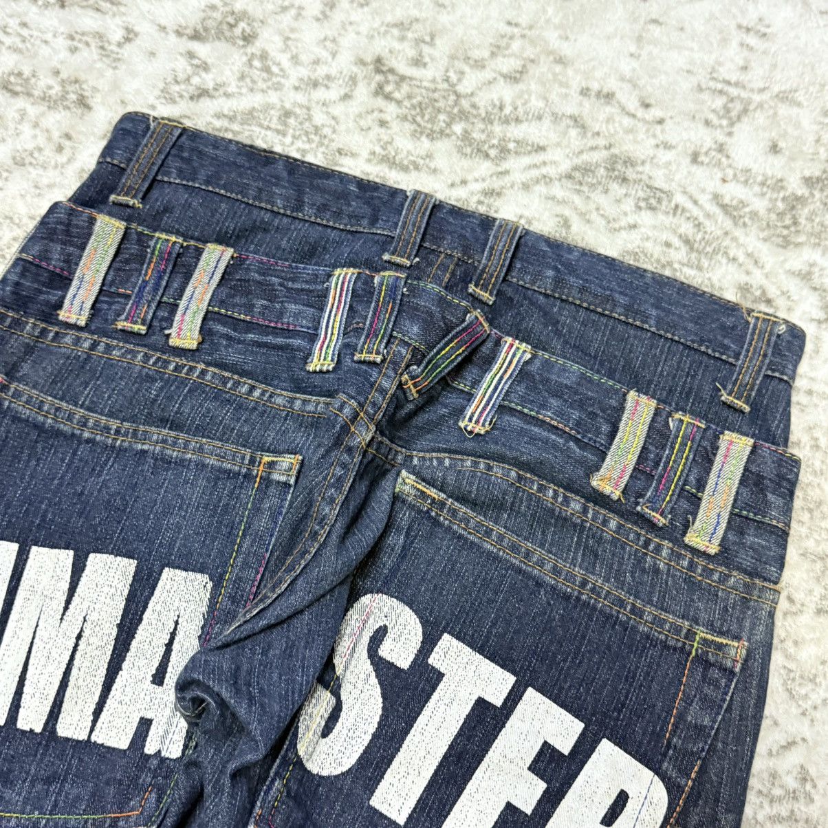 Japanese Brand 2000s Rimaster Japan Double Waist Twisted Seam Jeans Size US 30 / EU 46 - 6 Thumbnail