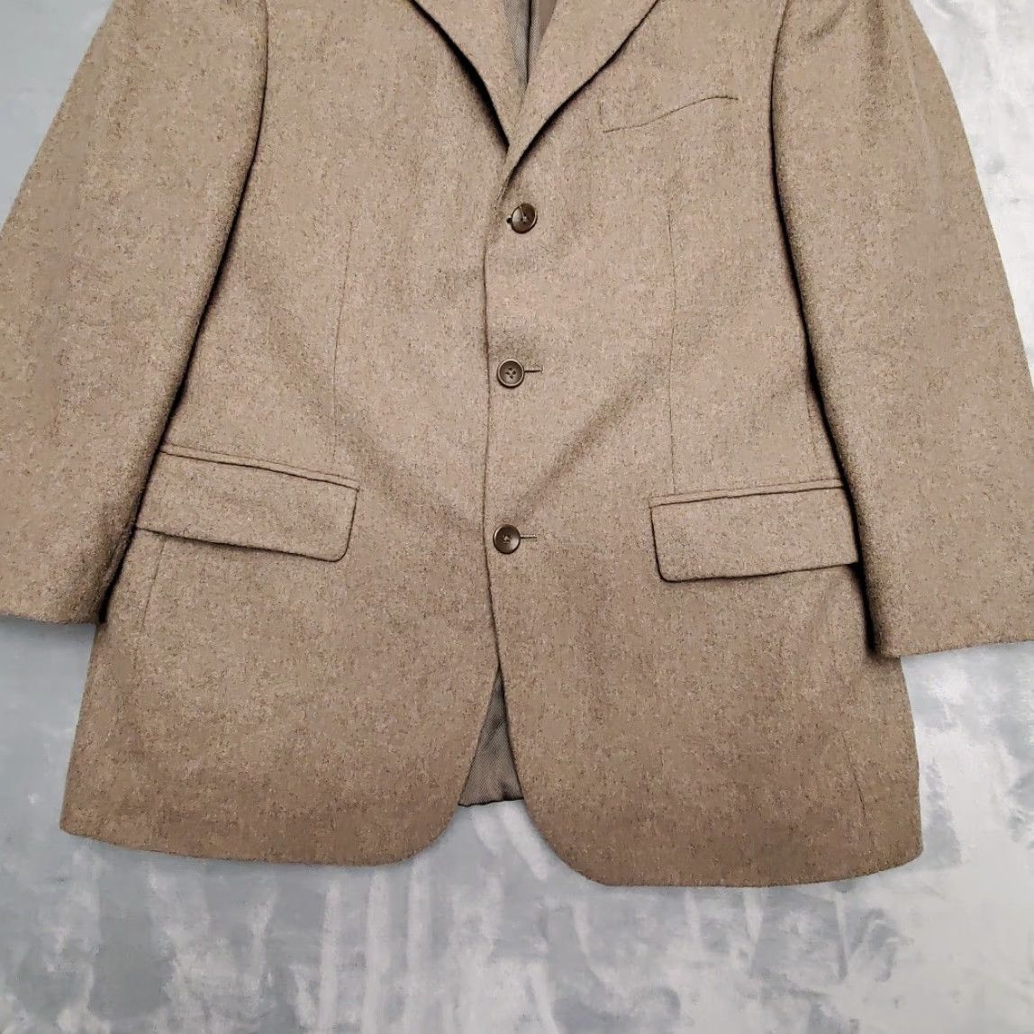 Oscar De La Renta Oscar de la Renta Jacket Mens 43R Wool Cashmere Tan Classic Sport Blazer Brown Shirt? Size 42R - 2 Thumbnail