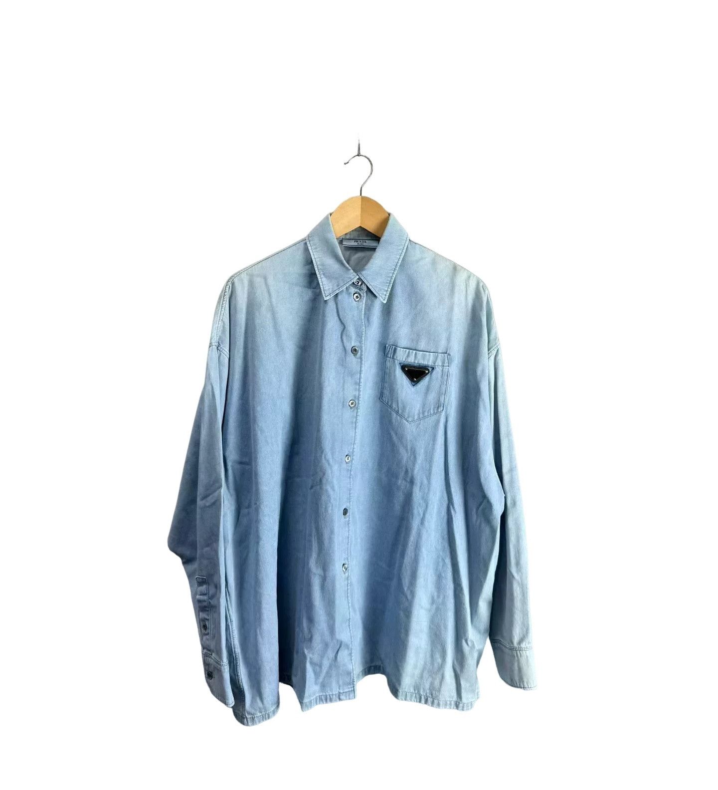 Prada Prada Triangle Logo Denim Shirt Size M Size US M / EU 48-50 / 2 - 1 Thumbnail