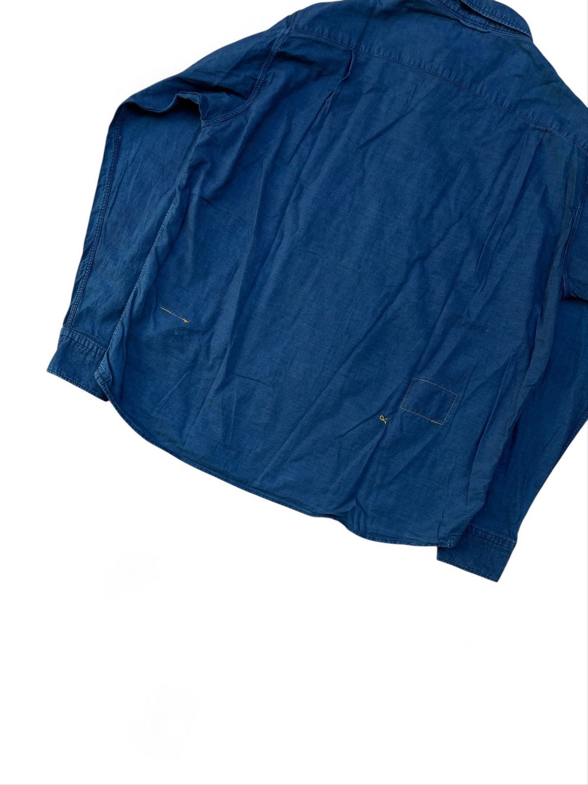 Japanese Brand 45rpm Indigo Dyed Unique Flap Japan Soft Denim Shirt Size US L / EU 52-54 / 3 - 6 Thumbnail