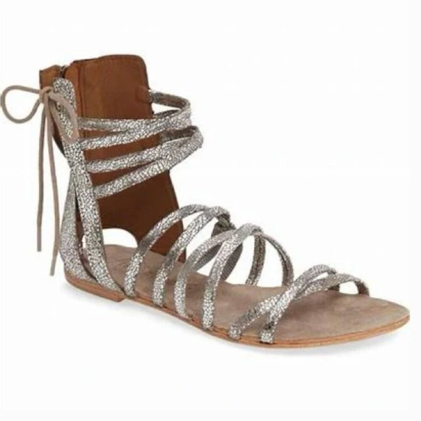Free People Free People 37Juliette Wrap Sandal In Silver Size US 6.5 / IT 36.5 - 1 Thumbnail
