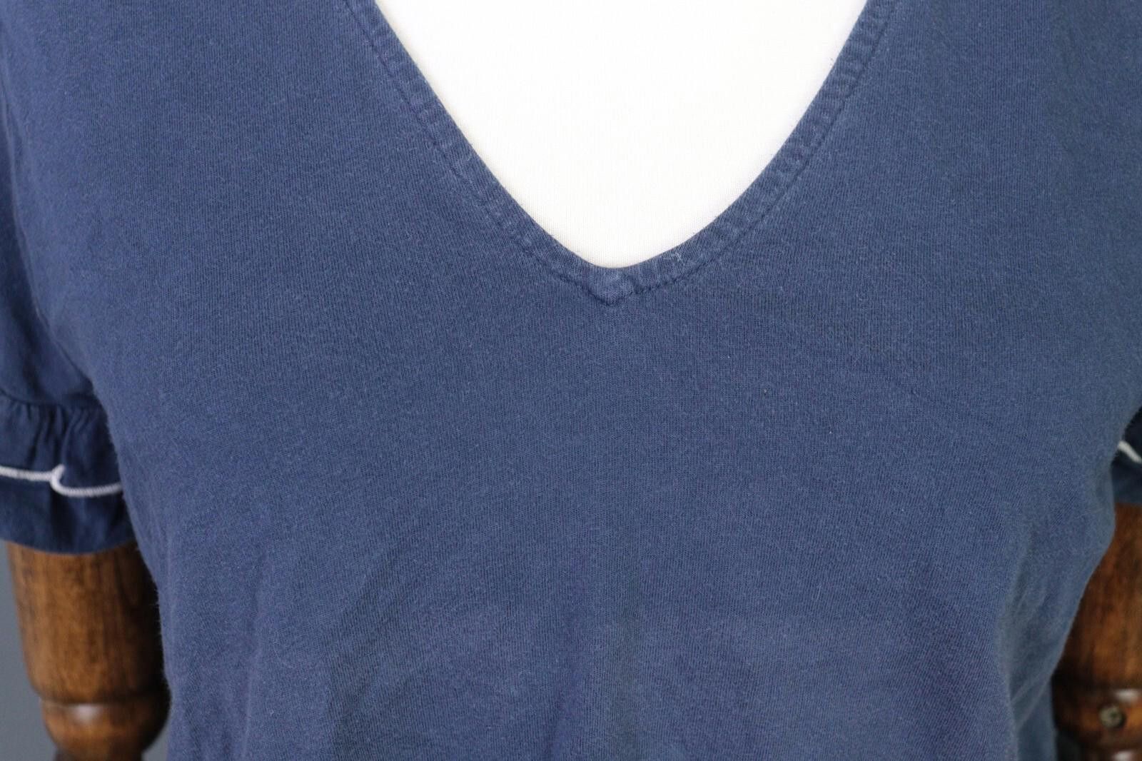 Designer Sezane Blue V-Neck Short Sleeve Top Blouse Shirt Size S Size S / US 4 / IT 40 - 4 Thumbnail