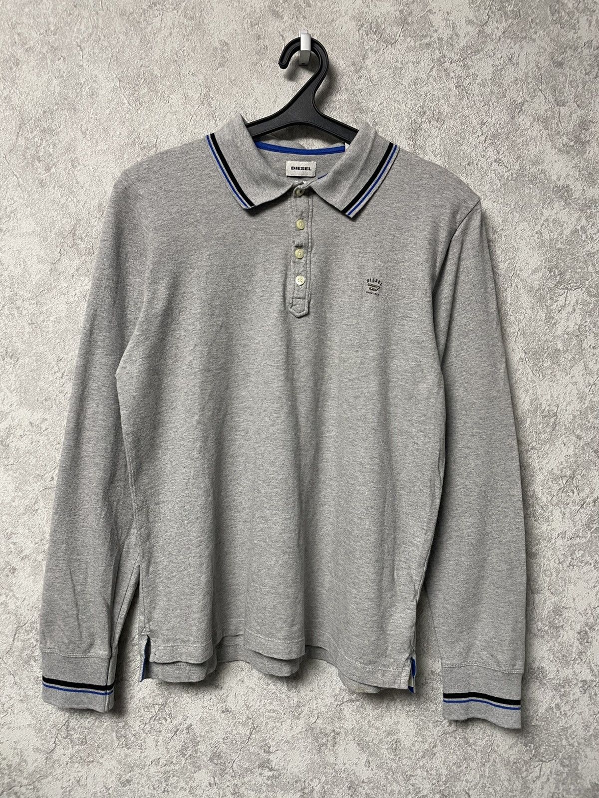 Diesel Vintage Diesel Metallic Logo Gray Long Sleeve Polo Shirt Size US L / EU 52-54 / 3 - 1 Thumbnail