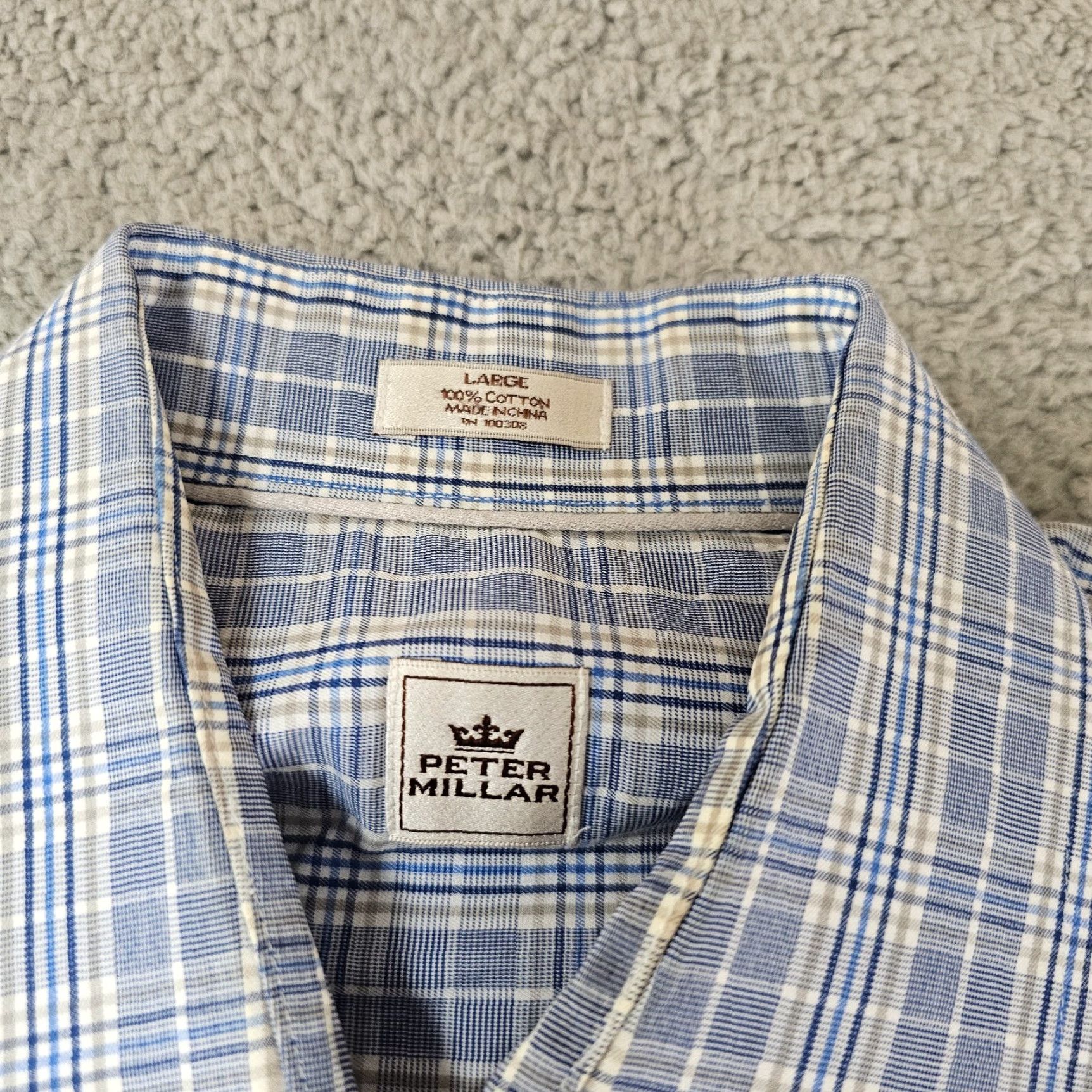 Peter Millar Peter Millar Shirt Mens Large Blue Pane Check Button Up Dress Casual Woven Size US L / EU 52-54 / 3 - 4 Thumbnail