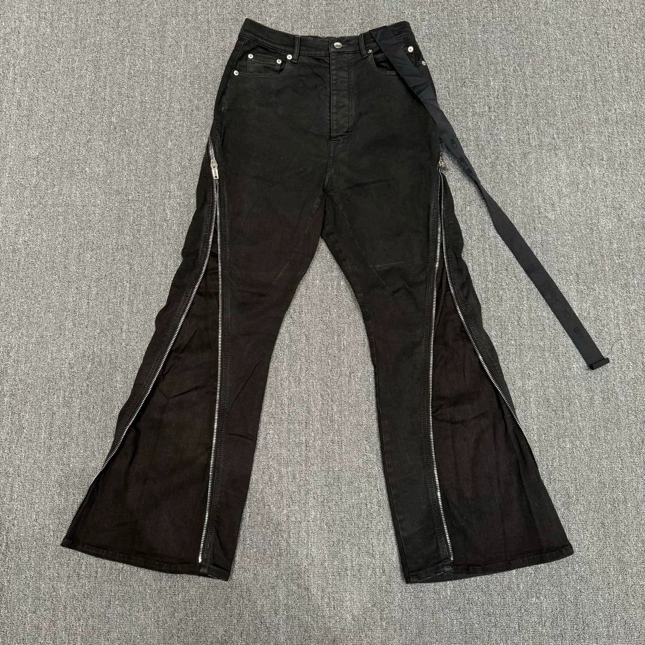 Rick Owens Rick Owens Black Zip Flare Jeans Size US 29 - 1 Thumbnail