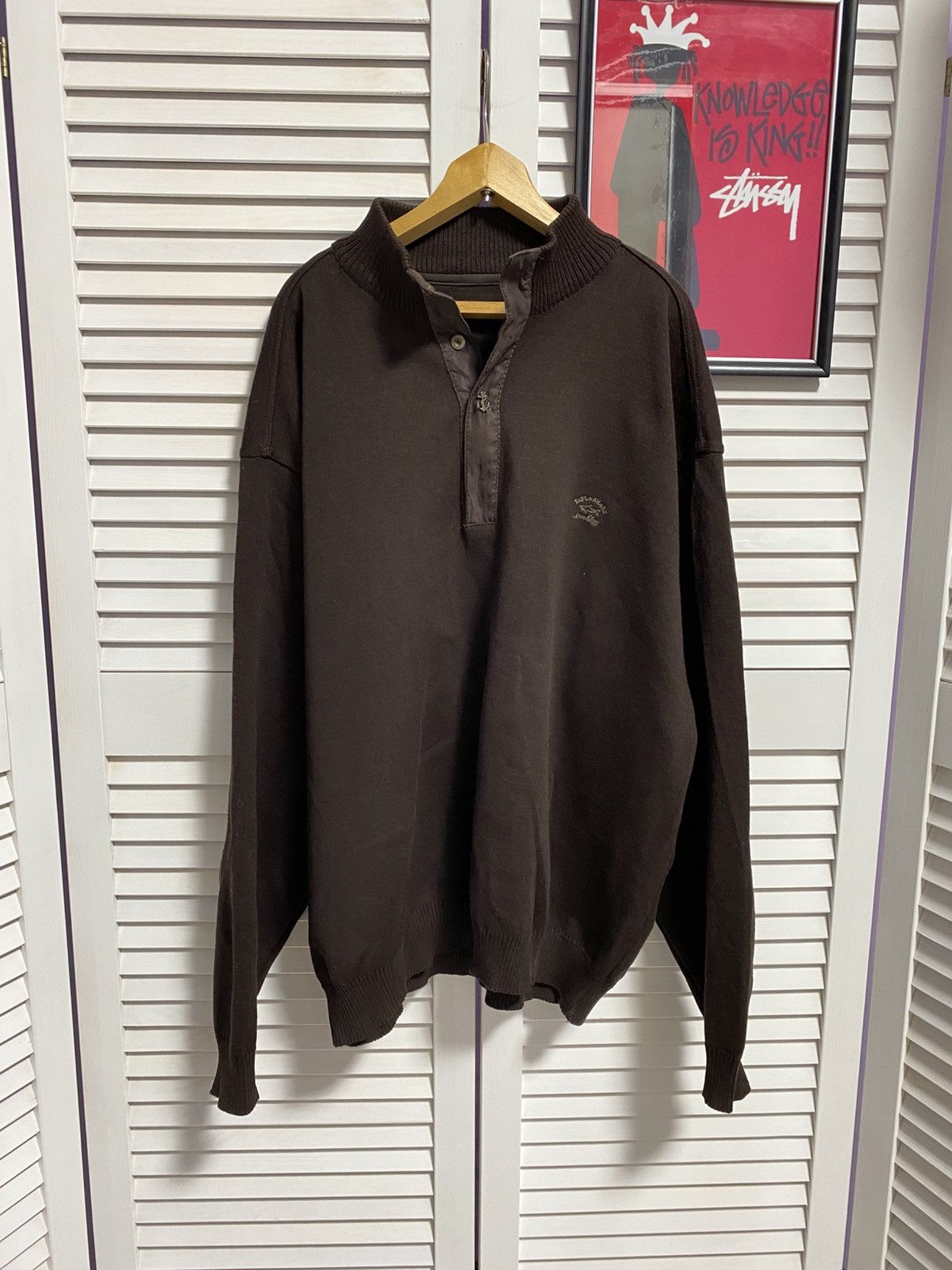 Paul & Shark × Vintage 😍 Vintage Paul Shark Zip Up Sweater 1/3 Brown Logo Size US L / EU 52-54 / 3 - 6 Thumbnail