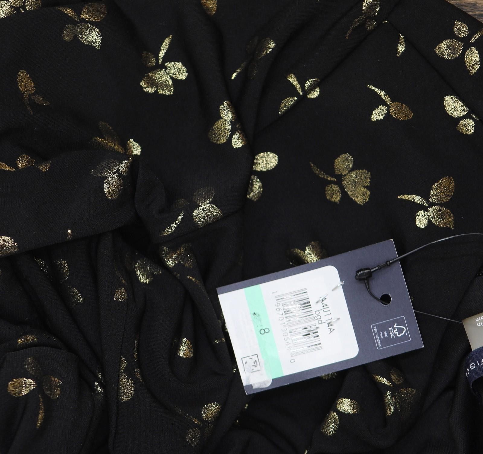 Nwt Tommy Hilfiger Waist Fit Flare Dress Black / Gold 8
