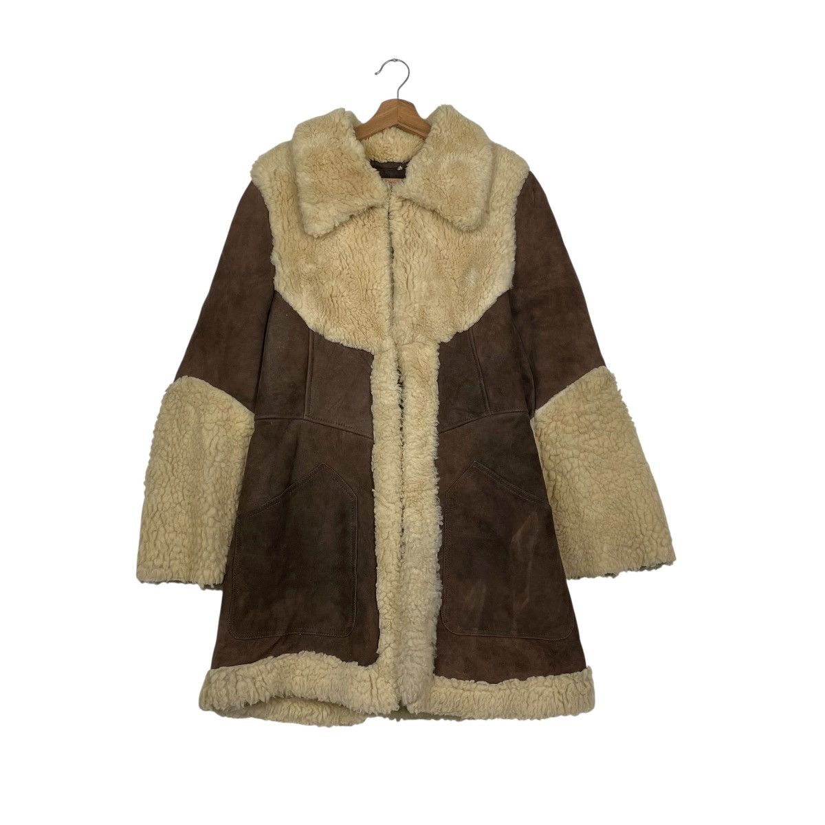 Japanese Brand Vintage Genuine Sheepskin Suede Leather Shearling Coat Size S / US 4 / IT 40 - 1 Thumbnail