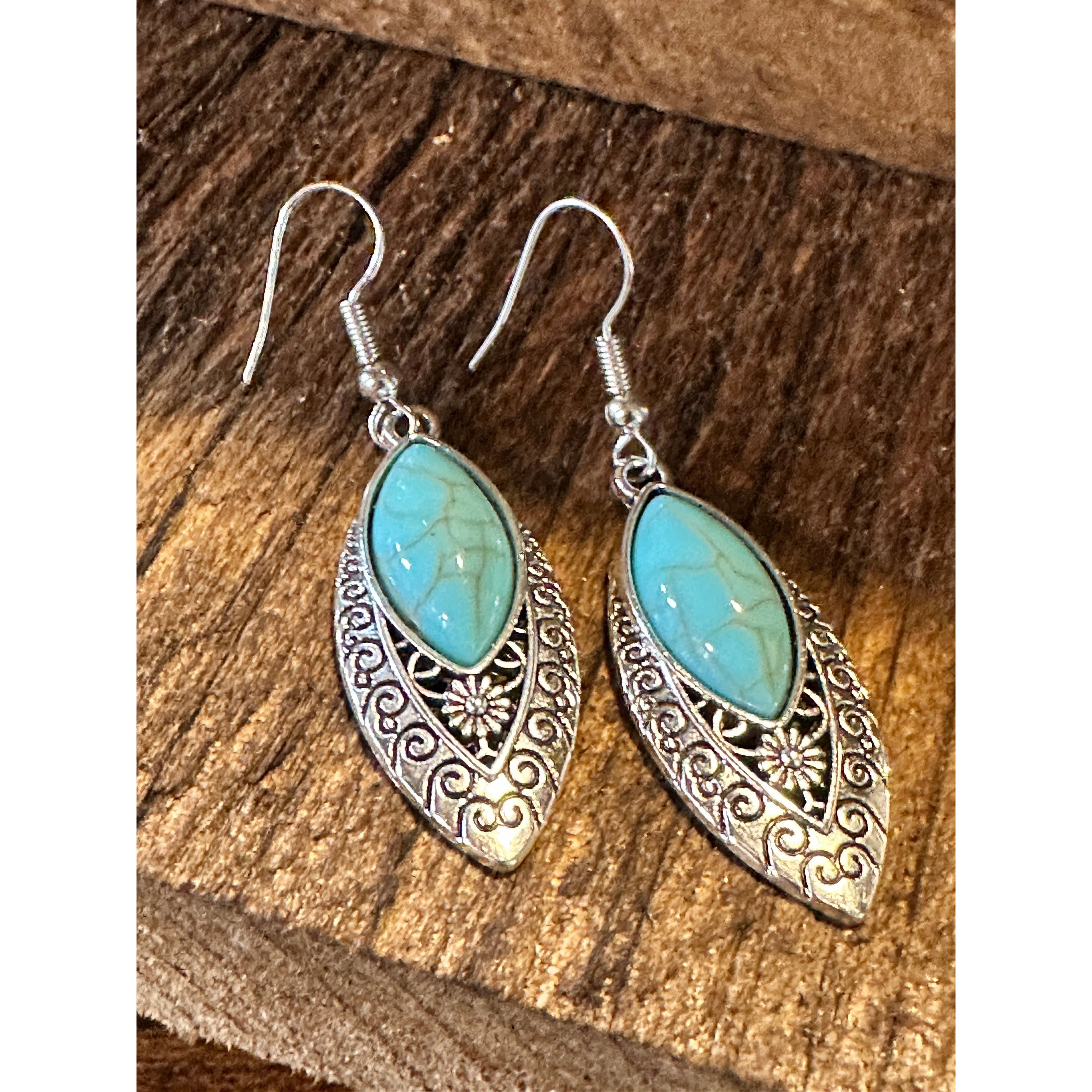 Other Boho Vintage Chic Southwestern Dangle Wire Earrings, Turquoi Size ONE SIZE - 6 Thumbnail