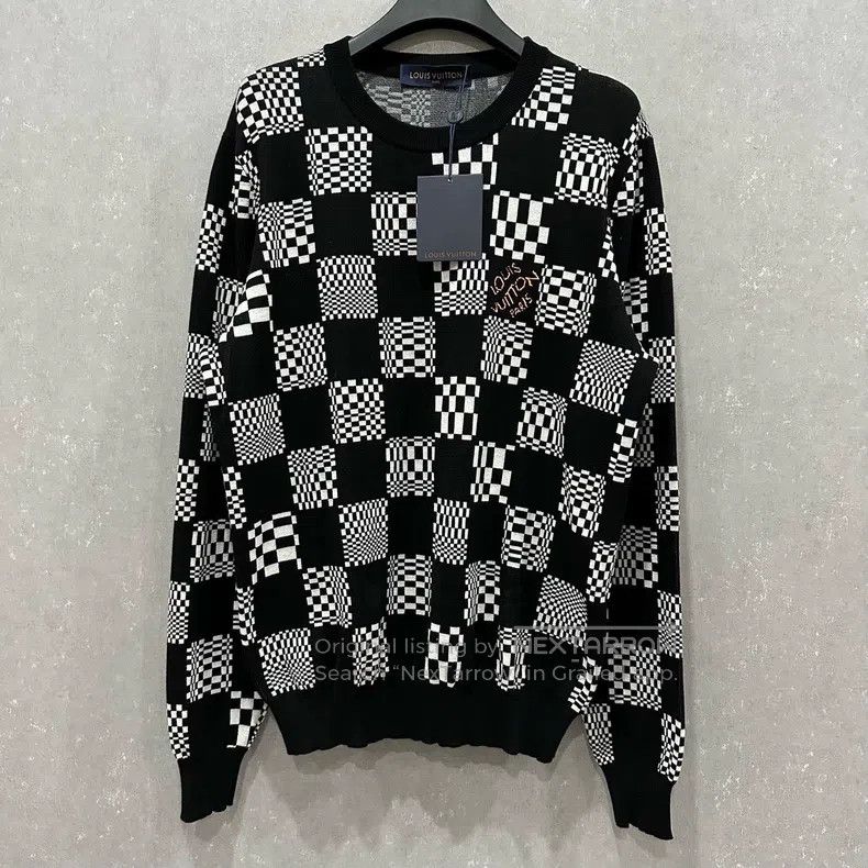 Louis Vuitton Louis Vuitton Black and white checkerboard letter logo kni Size US L / EU 52-54 / 3 - 1 Thumbnail