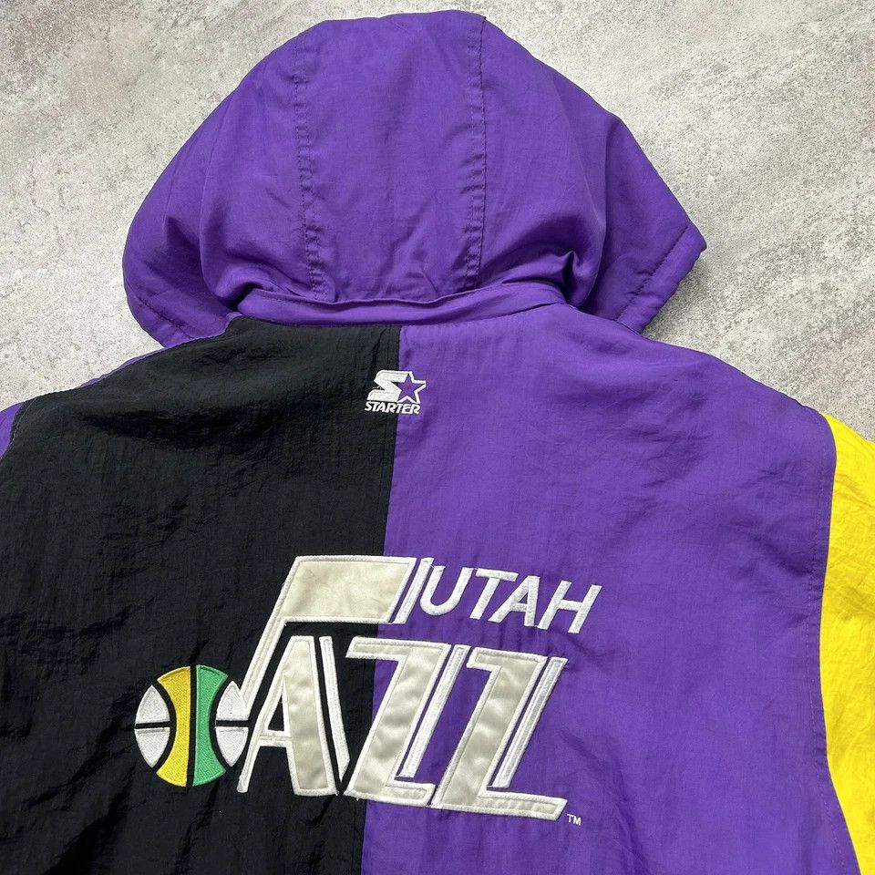 NBA × Starter × Vintage VTG 90s UTAH JAZZ STARTER PUFFER JACKET HOODIE MEN SIZE M Size US M / EU 48-50 / 2 - 3 Thumbnail