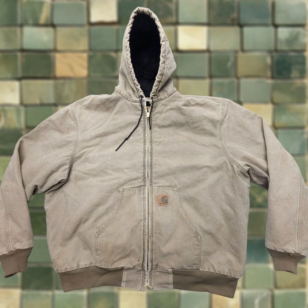 Carhartt VINTAGE Carhartt J130 Lined Canvas Jacket Mens XL Chestnut Hooded Full Zip Work Size US XL / EU 56 / 4 - 1 Thumbnail