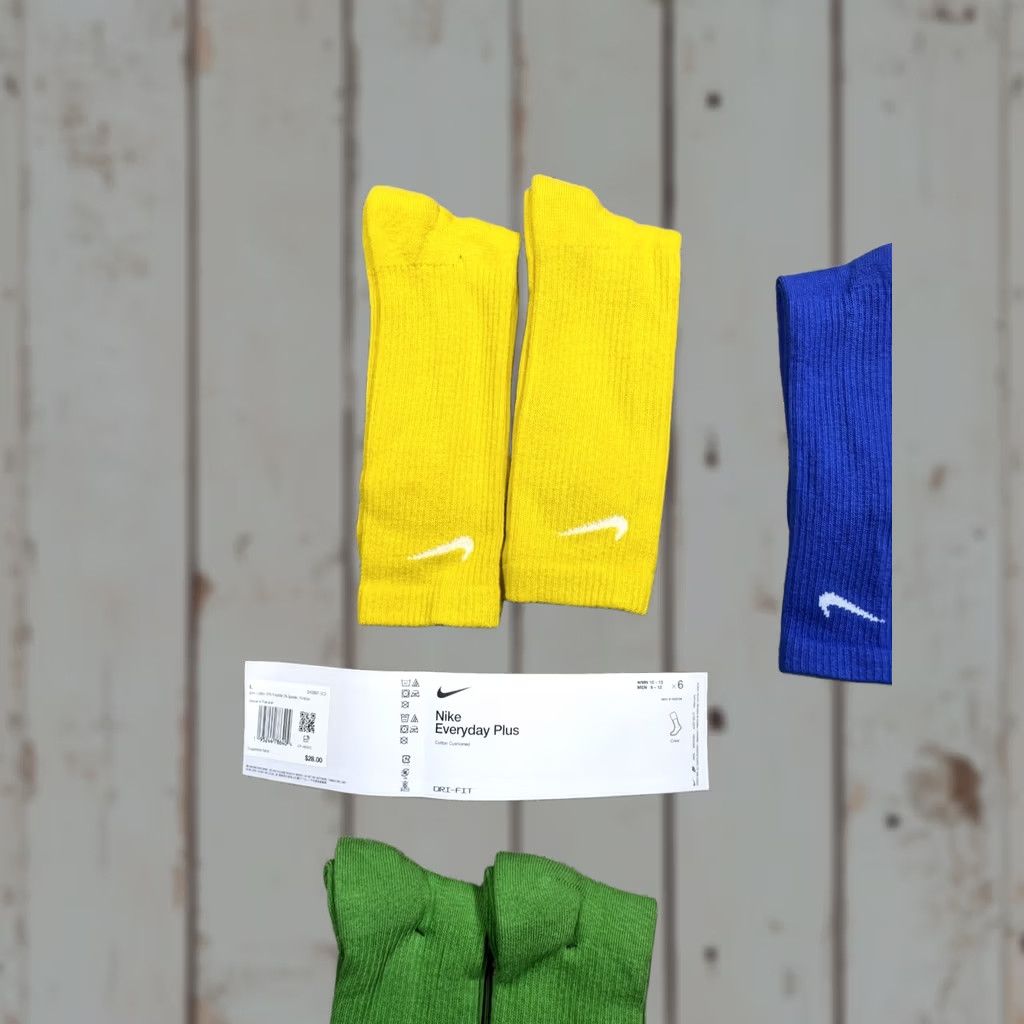 Nike Nike Dri-FIT Everyday Plus Cushioned Crew Socks 2 Pair Men Medium Yellow NEW Size ONE SIZE - 1 Thumbnail